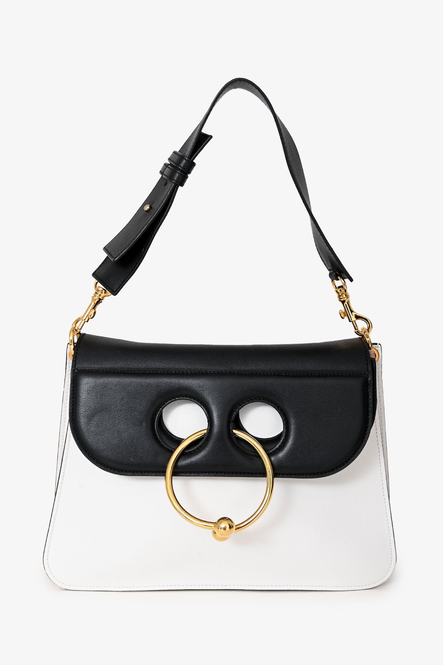 JW Anderson White/Black Leather Medium Pierce Bag