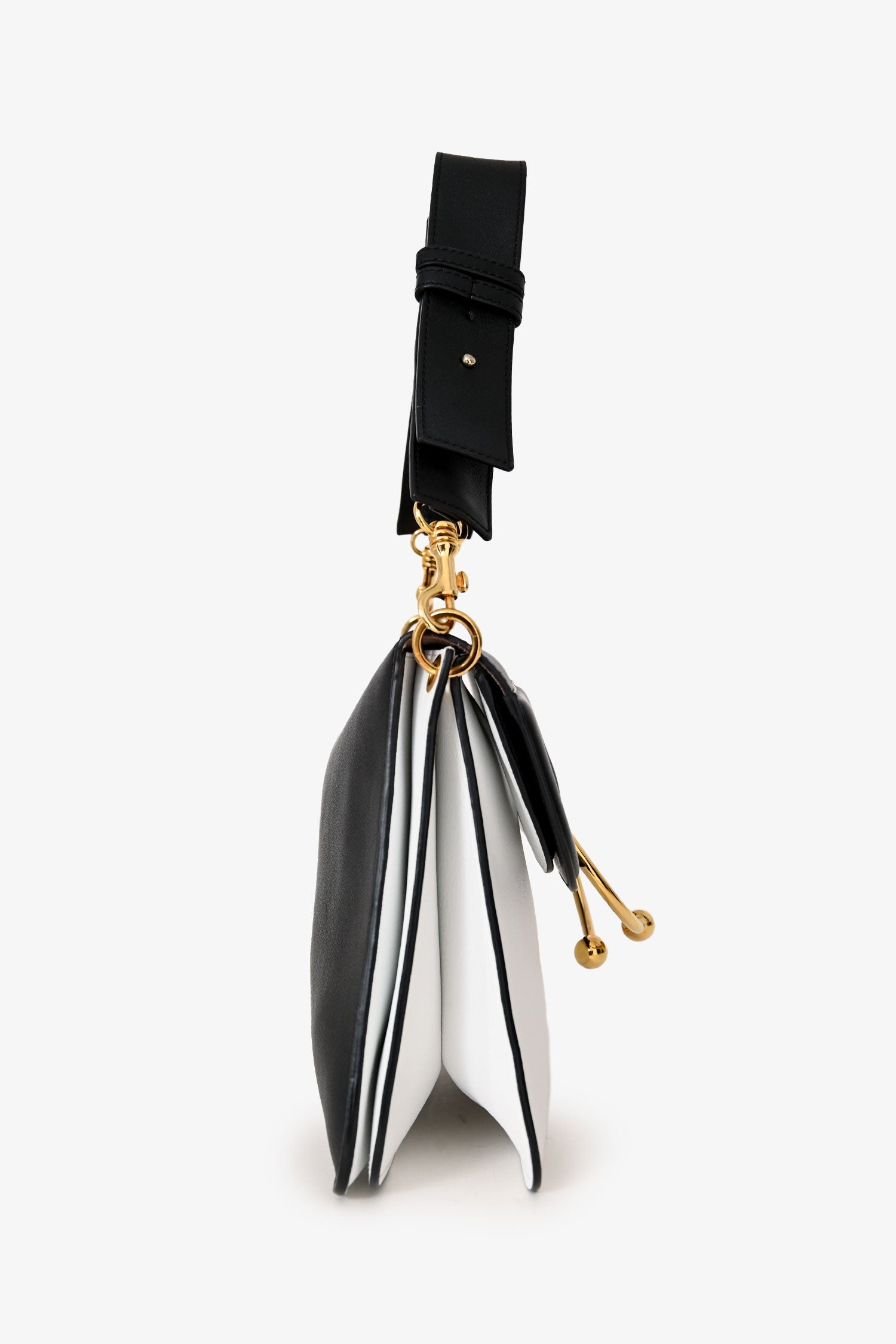 JW Anderson White/Black Leather Medium Pierce Bag