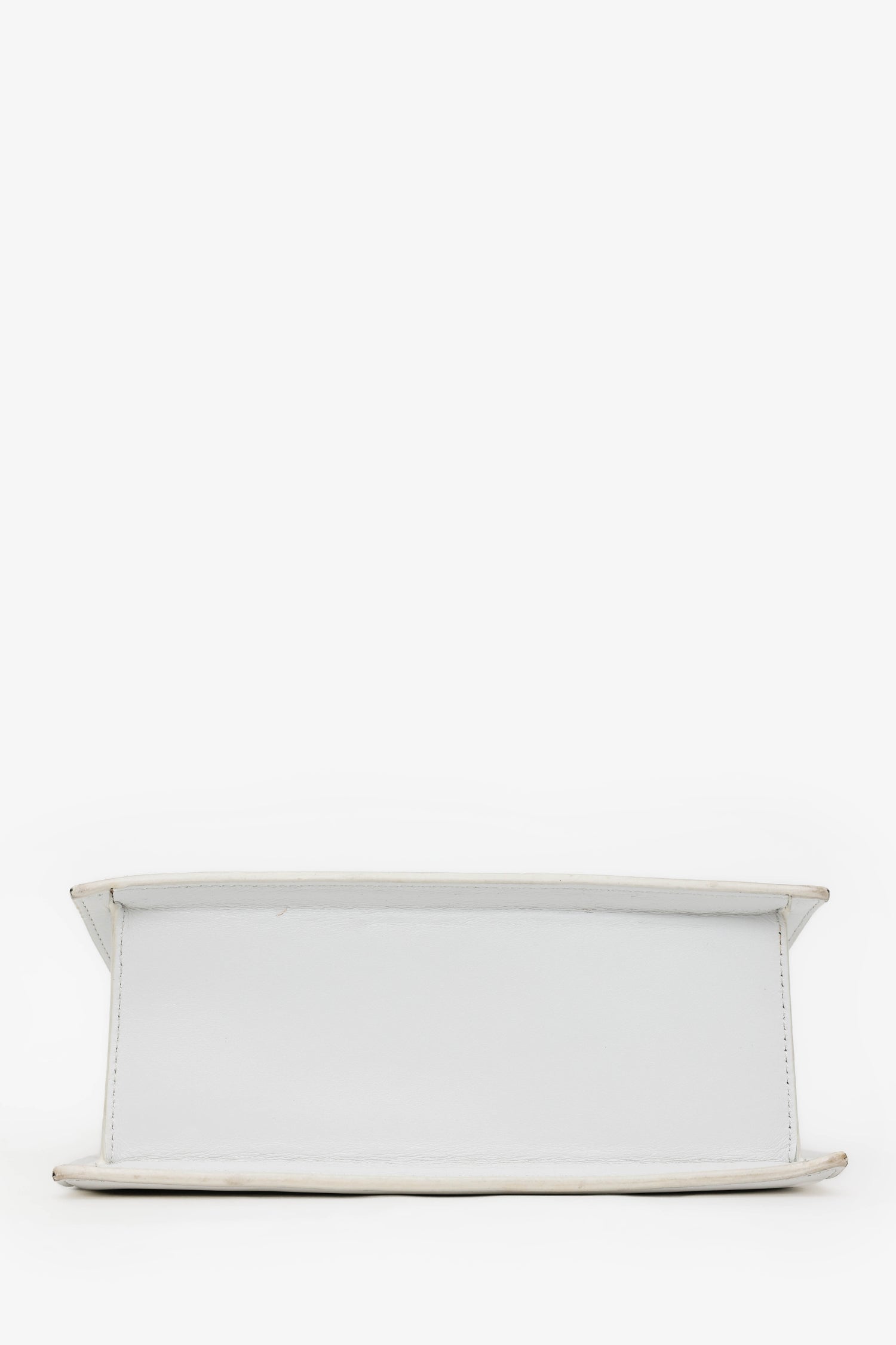 Jacquemus White Leather Medium 'Le Chiquito' Top Handle With Strap