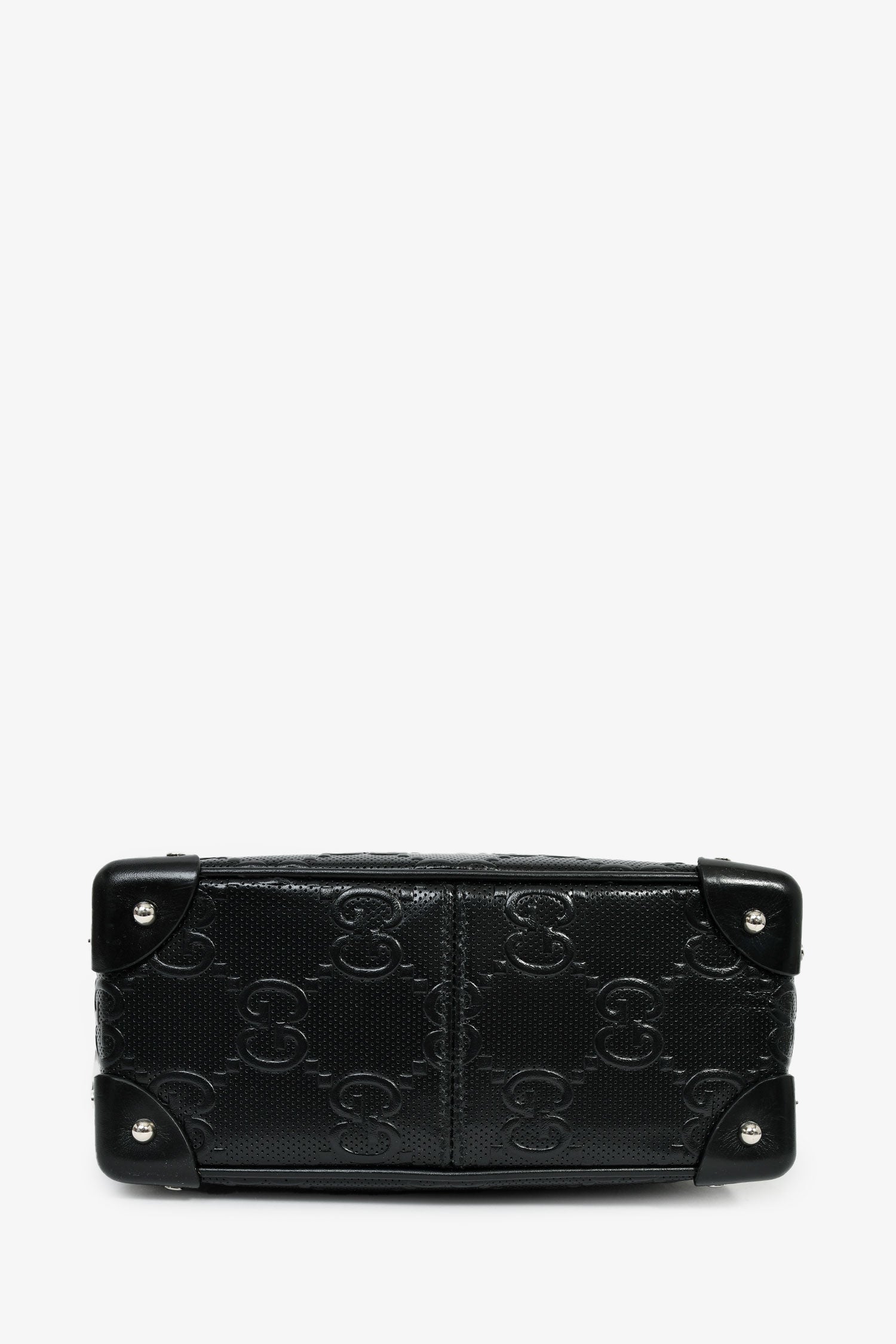 Gucci Black GG Embossed Leather Soft Trunk Messenger Bag