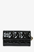Christian Dior Black Patent Cannage Leather 'Rendezvous' Wallet on Chain