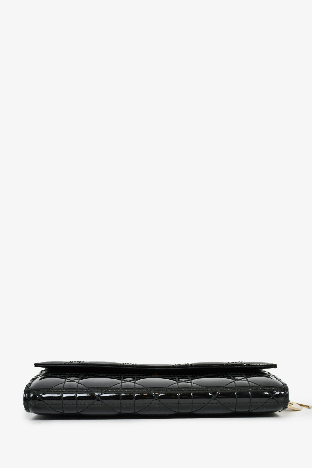 Christian Dior Black Patent Cannage Leather 'Rendezvous' Wallet on Chain