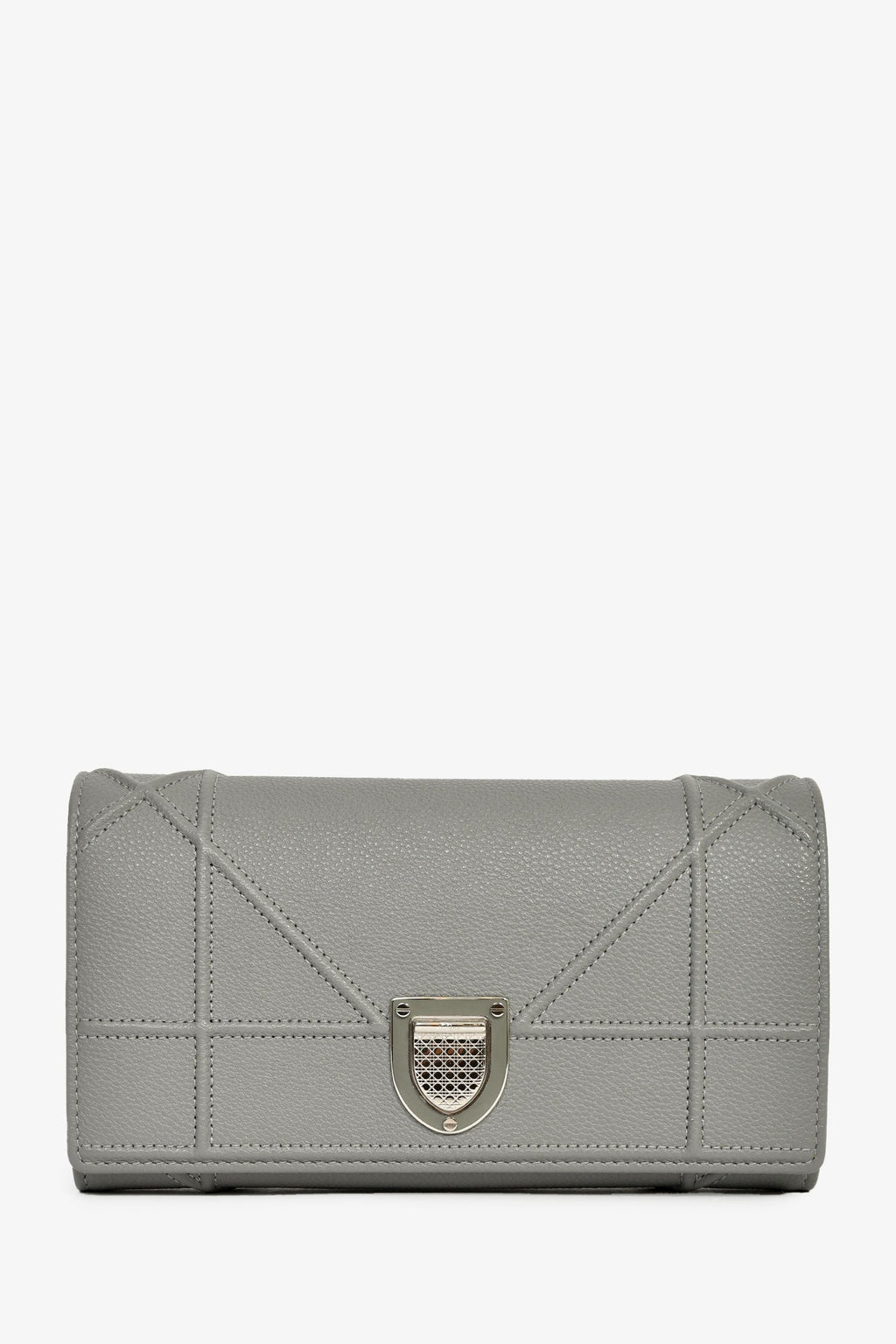 Christian Dior 2017 Grey Leather 'Diorama' Wallet On Chain