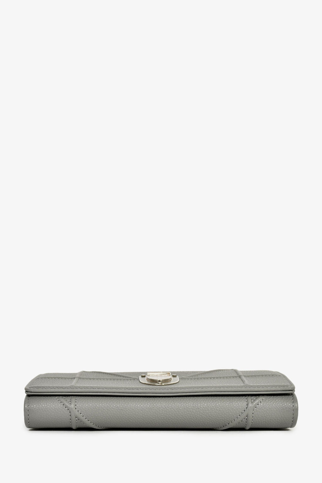 Christian Dior 2017 Grey Leather 'Diorama' Wallet On Chain