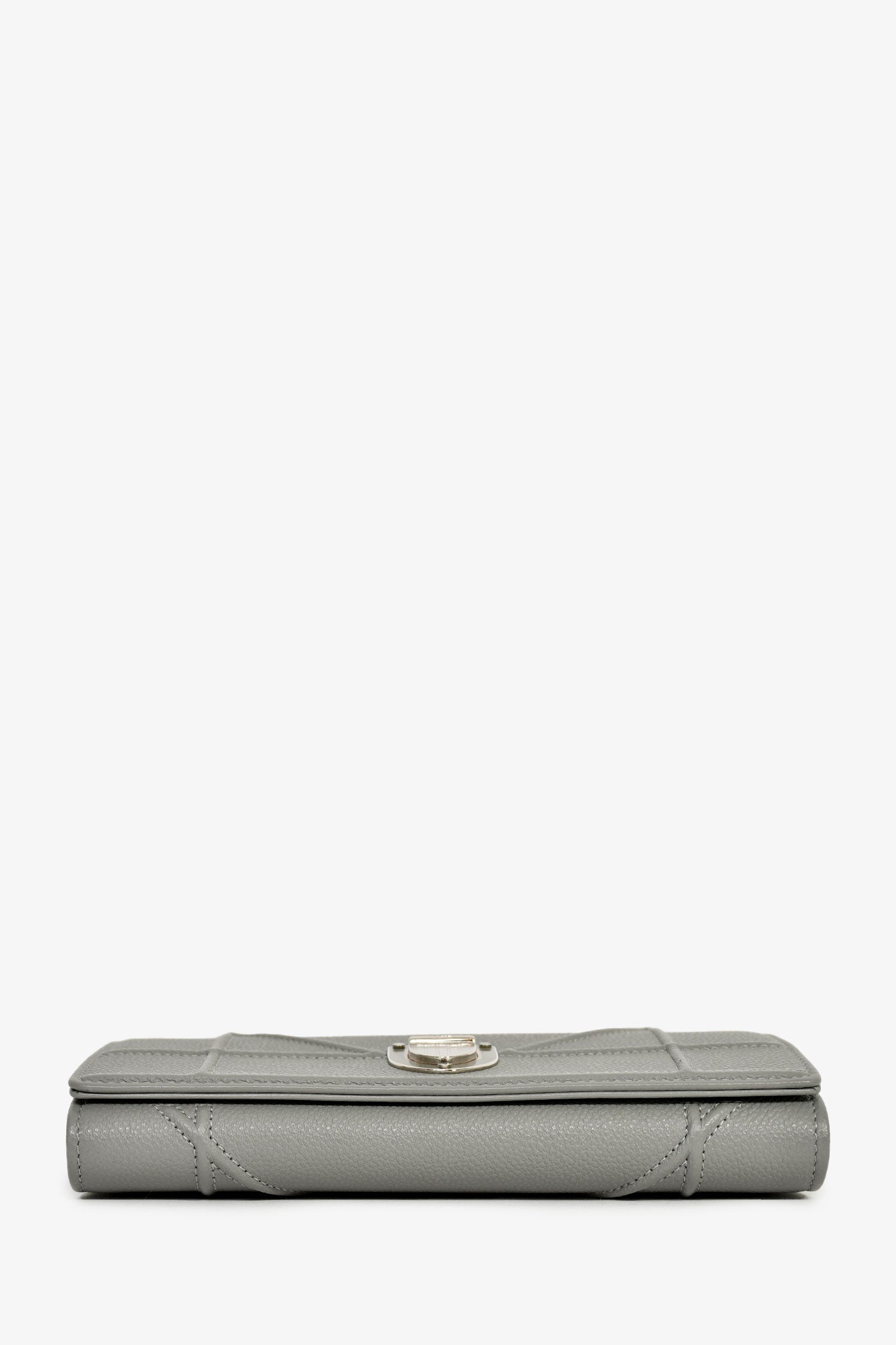 Christian Dior 2017 Grey Leather 'Diorama' Wallet On Chain