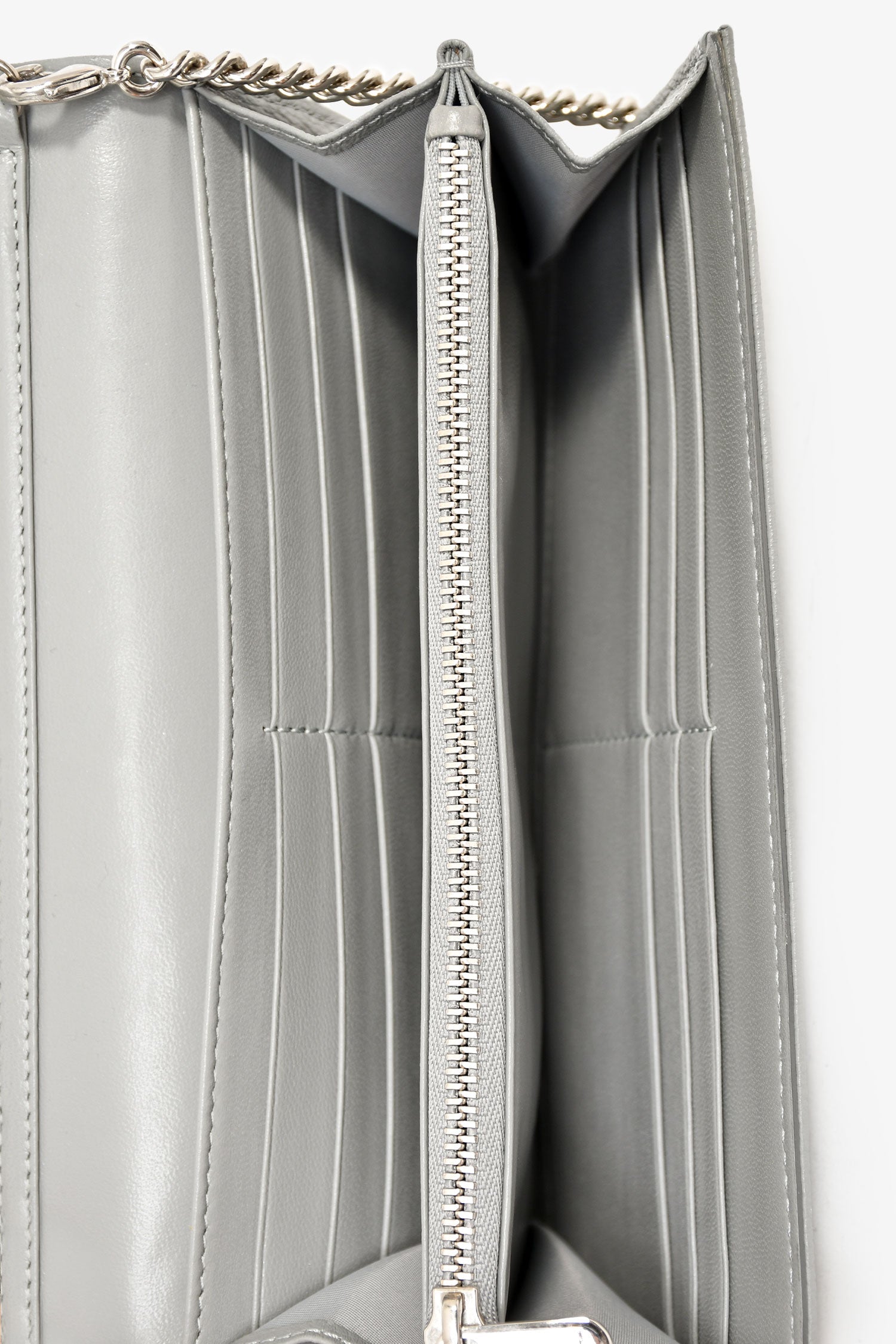 Christian Dior 2017 Grey Leather 'Diorama' Wallet On Chain