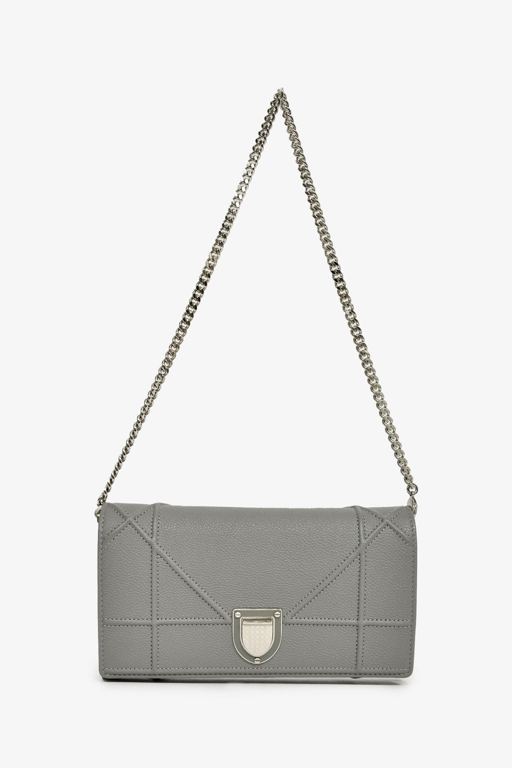 Christian Dior 2017 Grey Leather 'Diorama' Wallet On Chain