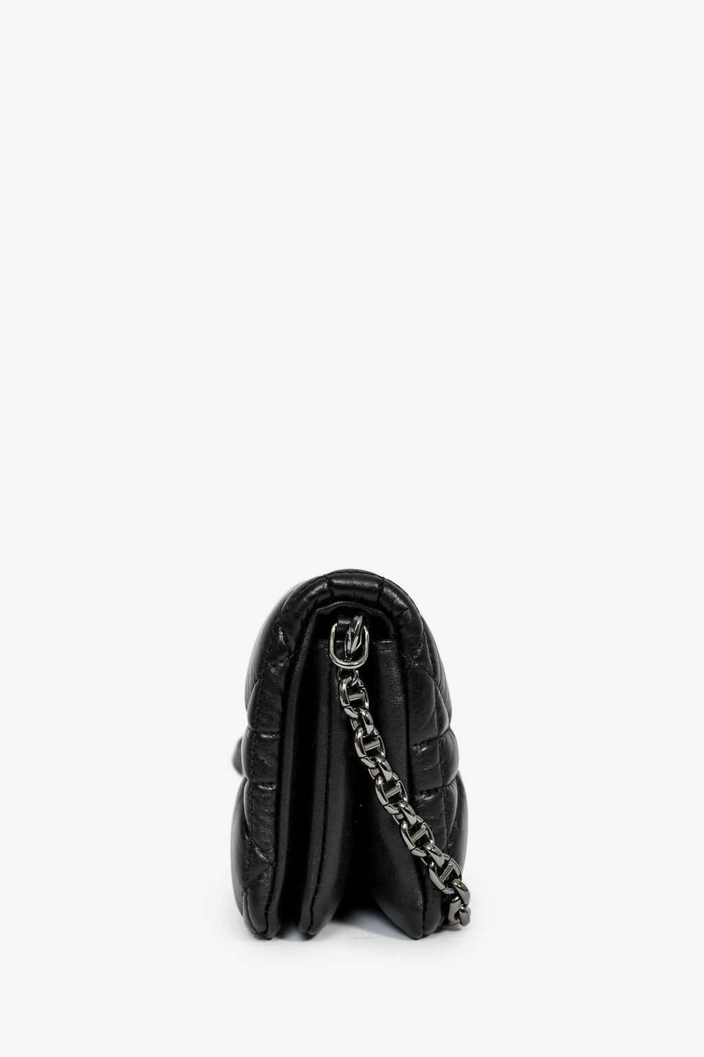 Christian Dior Black Leather Macrocannage Small 'Caro' Crossbody Bag
