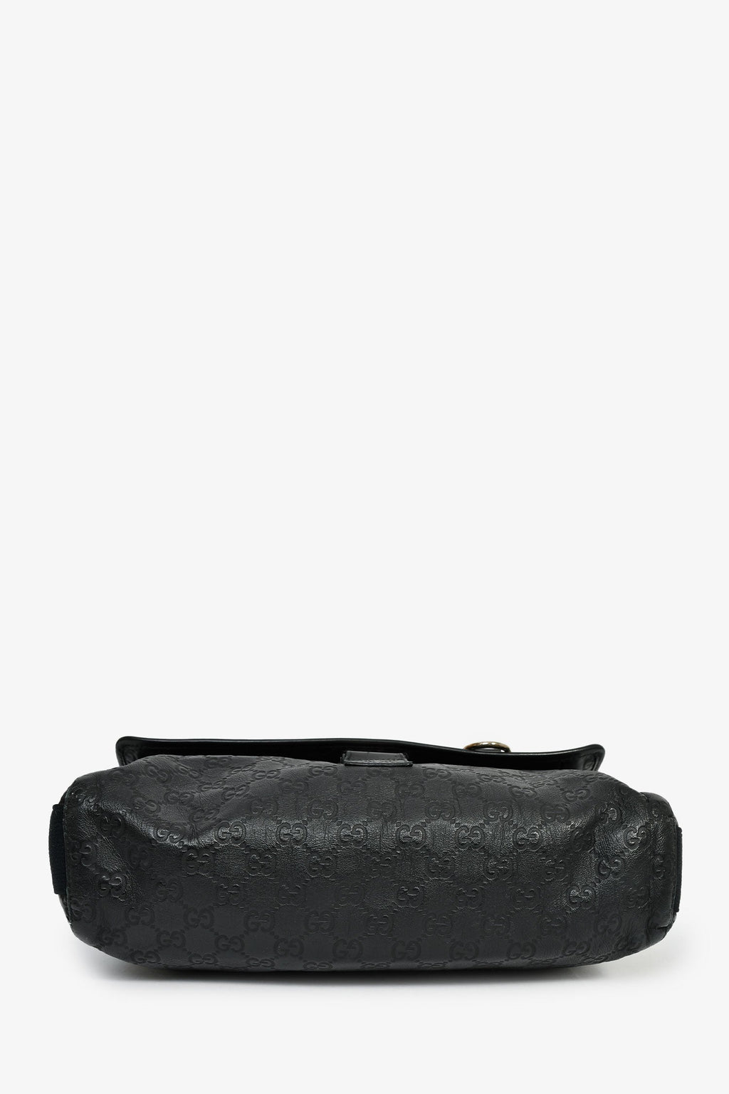 Gucci Black Leather GG Web Detail 'Guccissima' Messenger Bag