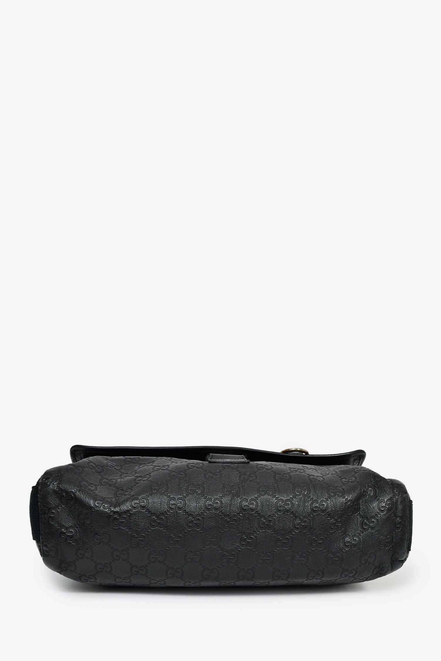Gucci Black Leather GG Web Detail 'Guccissima' Messenger Bag