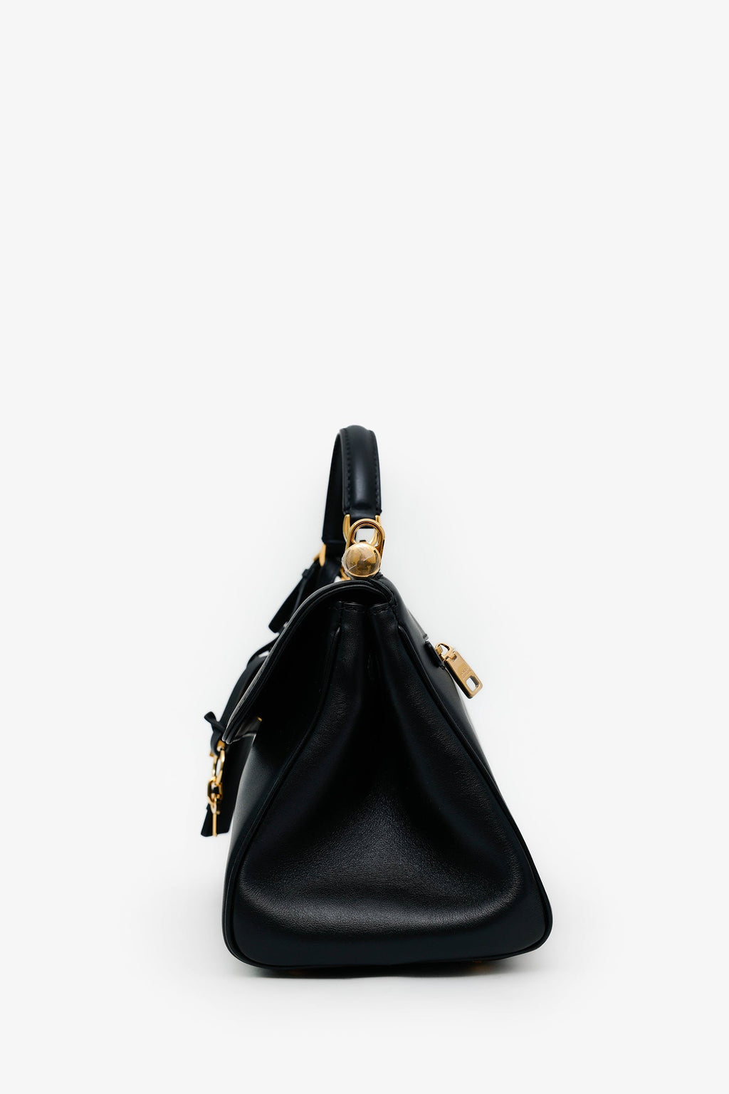 Dolce & Gabbana Black Leather Medium My Sicily Top Handle Bag With Strap