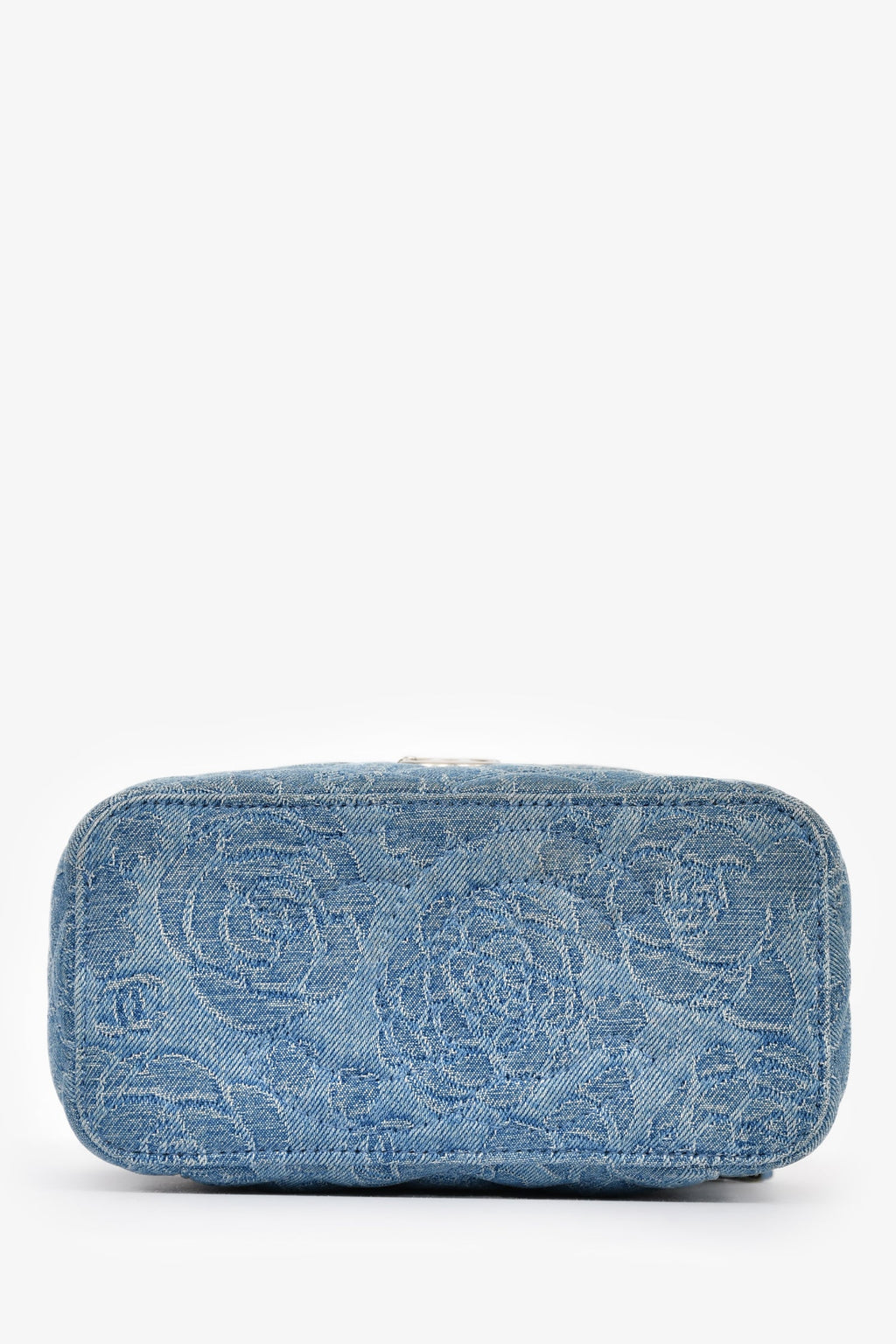 Chanel™ Blue Denim Quilted Camellia Case Chain Bag
