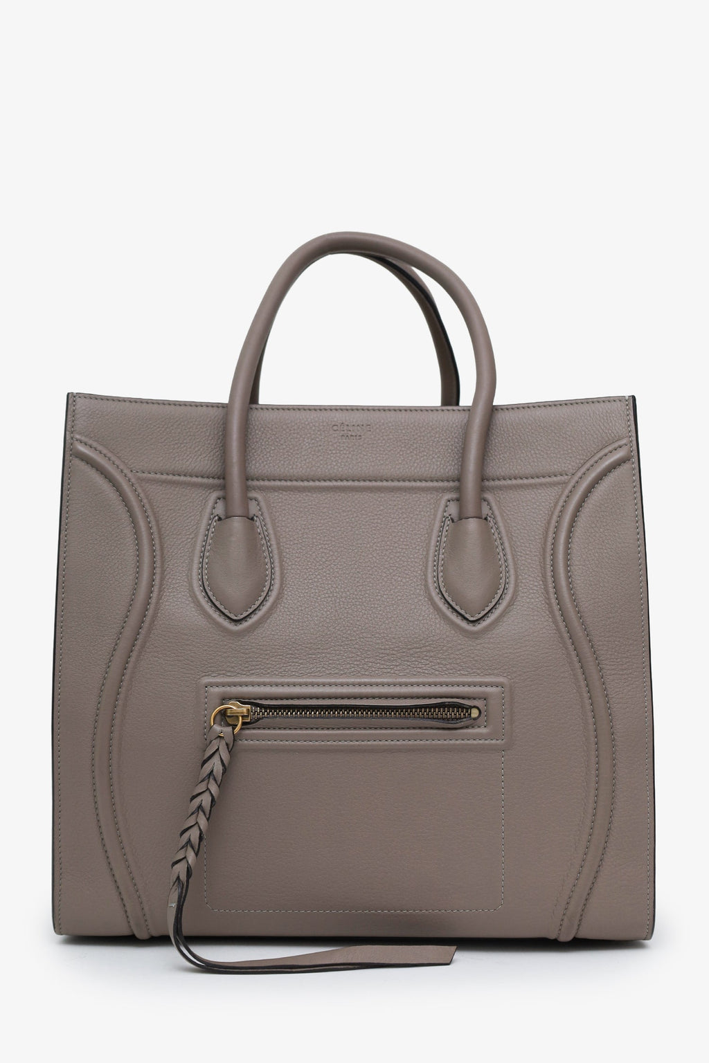 Celine Grey Grained Leather Phantom Luggage Handbag Bag