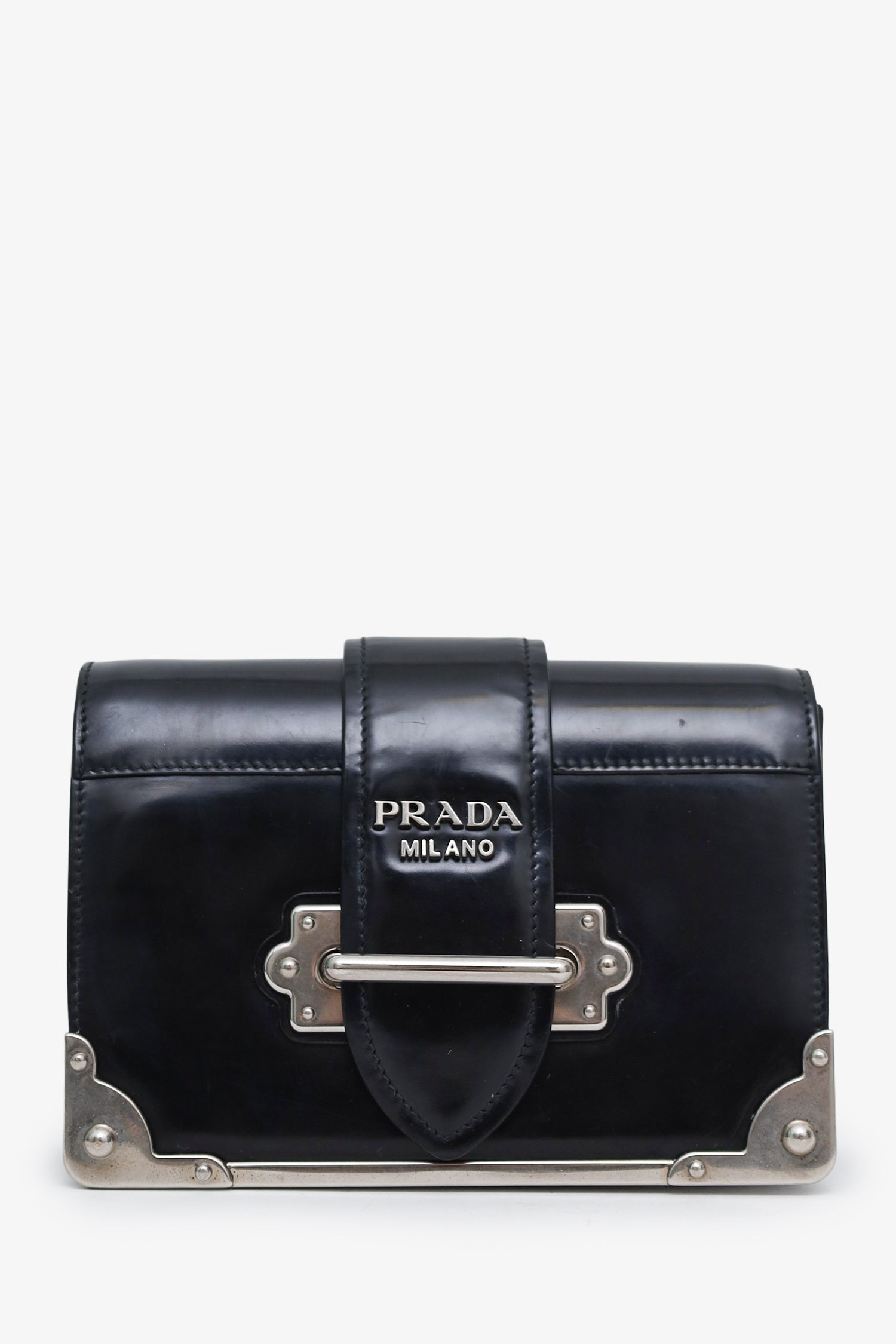 Prada Black Leather Cahier Chain Shoulder Bag
