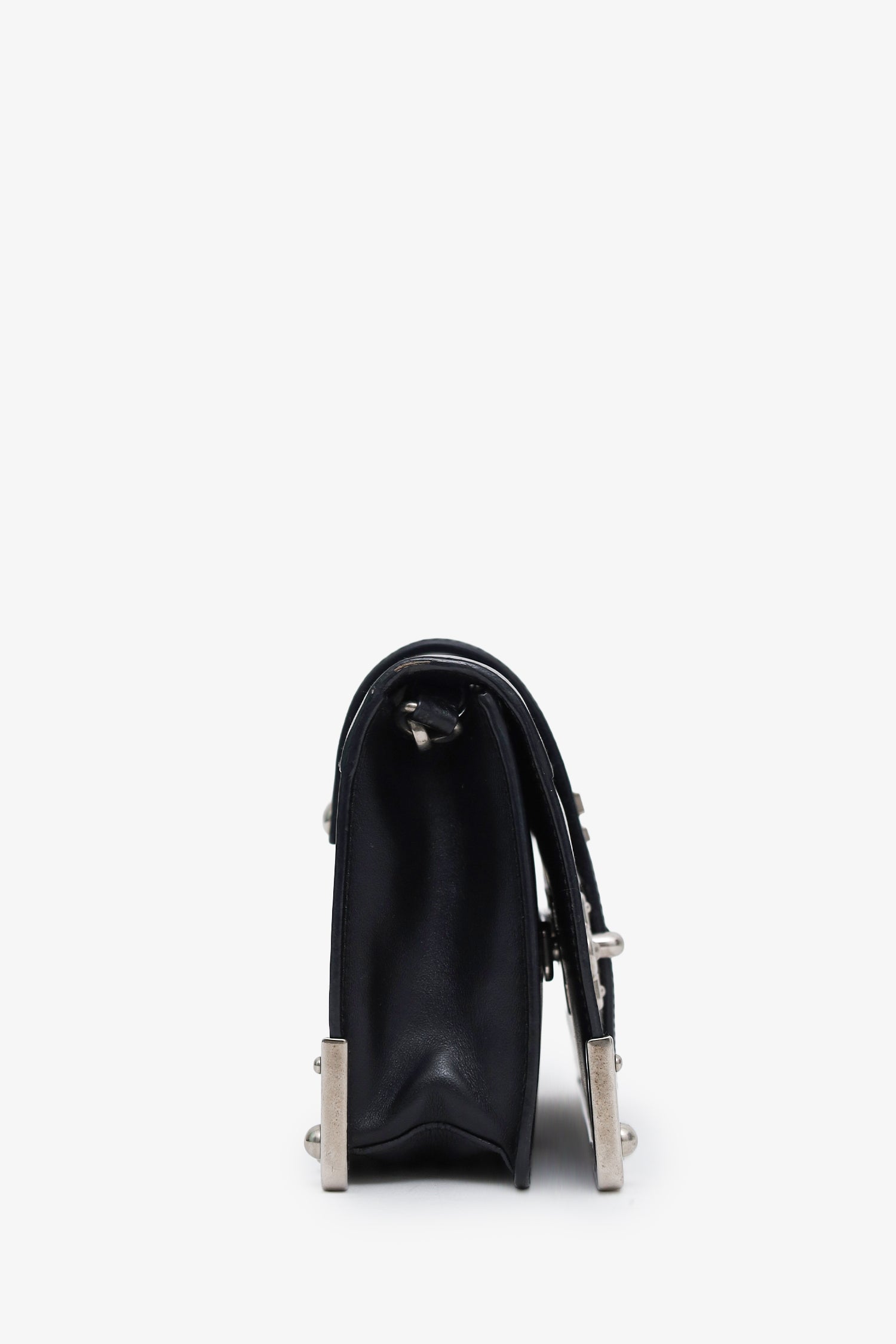 Prada Black Leather Cahier Chain Shoulder Bag