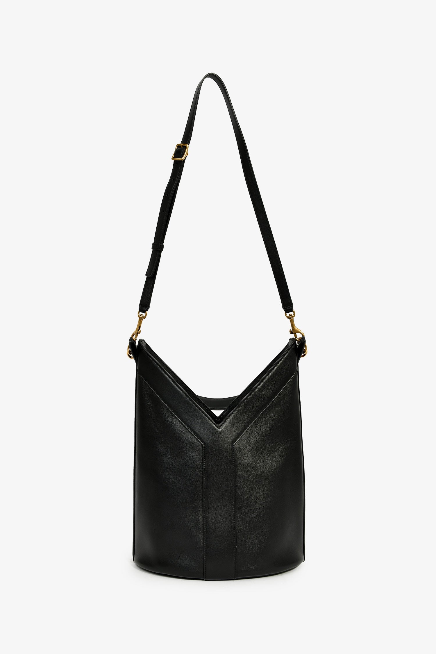 Saint Laurent Black Leather Y Bucket Top Handle Bag