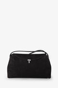 Toteme Dark Brown Suede T-Lock Top Handle Bag With Strap