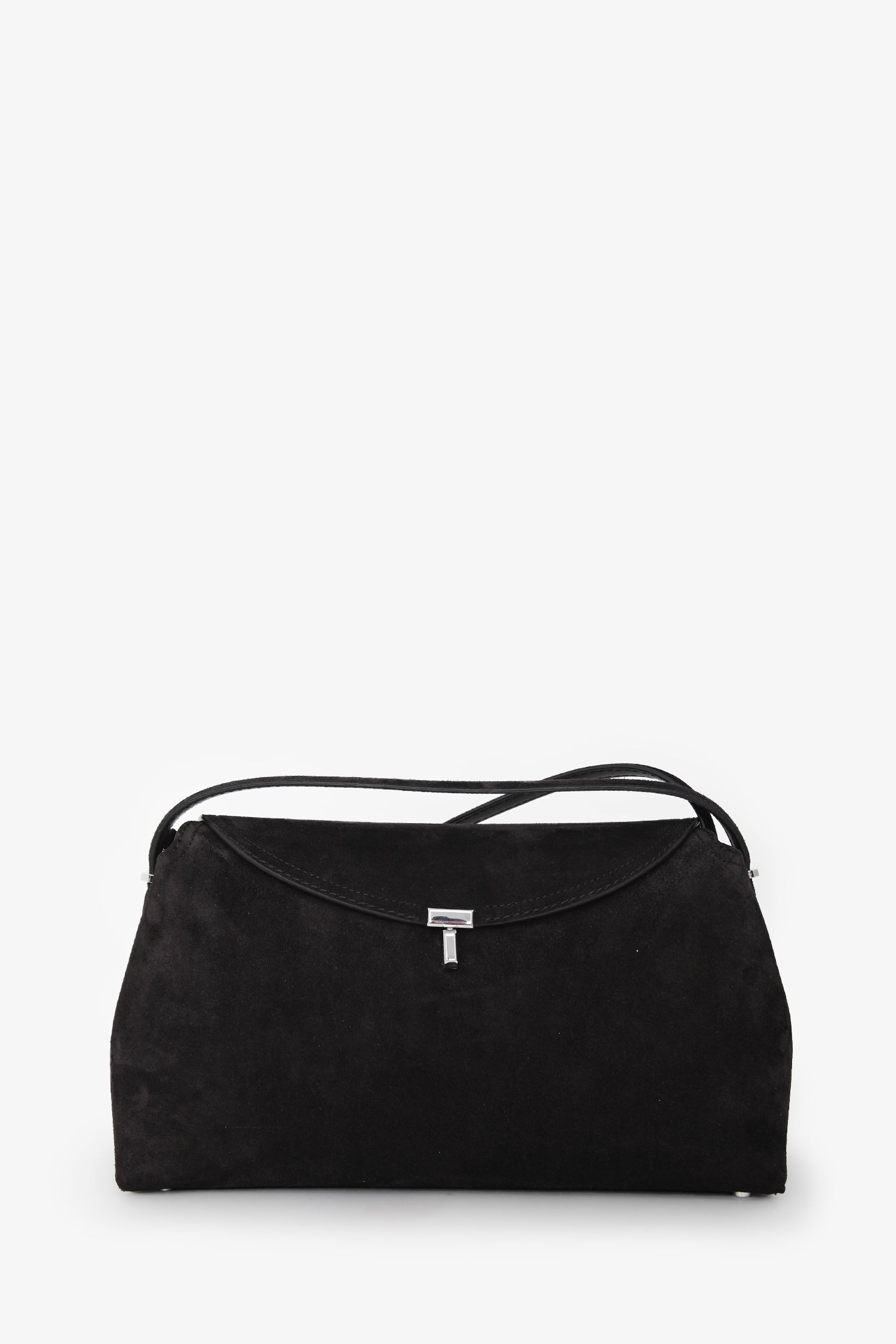 Toteme Dark Brown Suede T-Lock Top Handle Bag With Strap