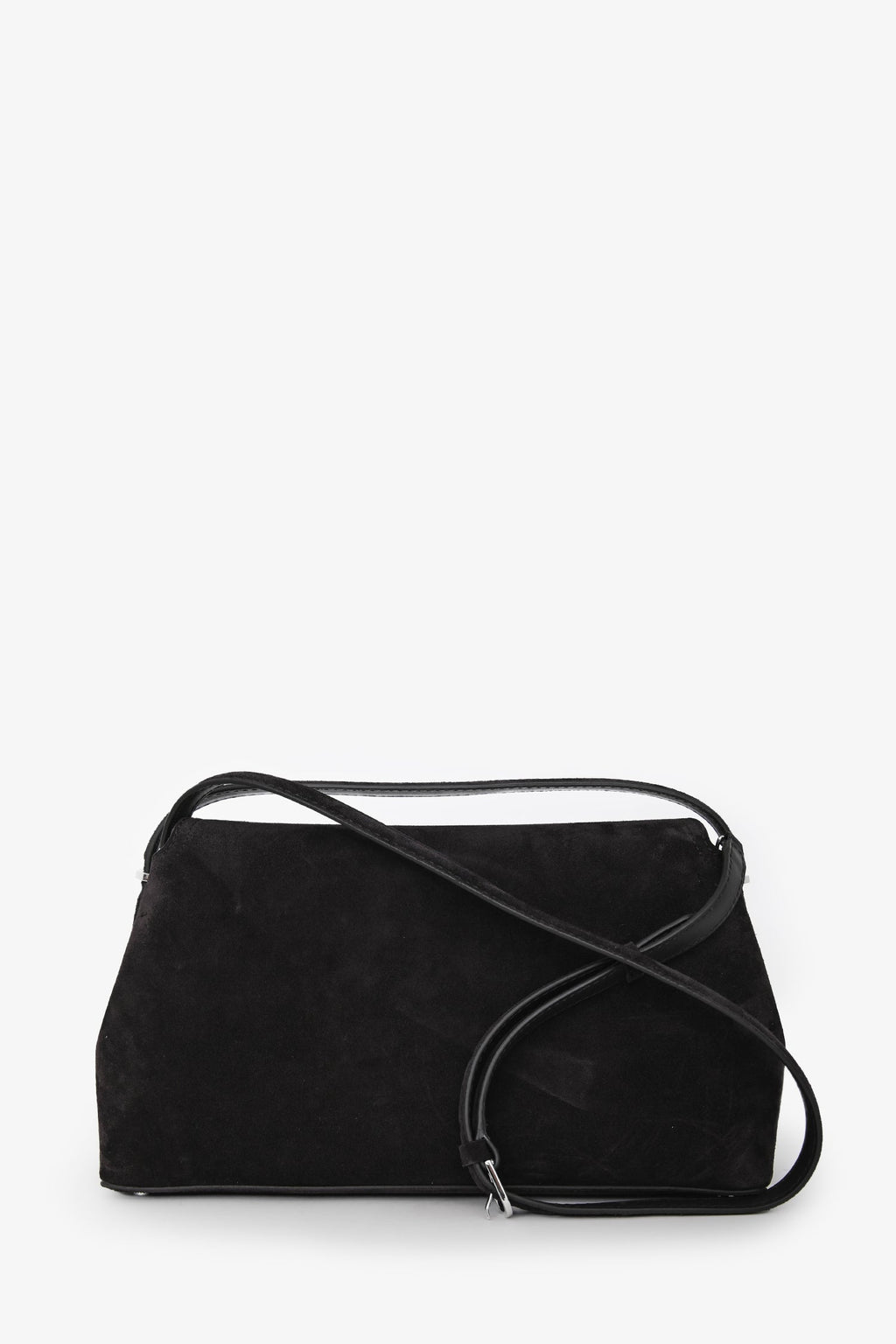 Toteme Dark Brown Suede T-Lock Top Handle Bag With Strap