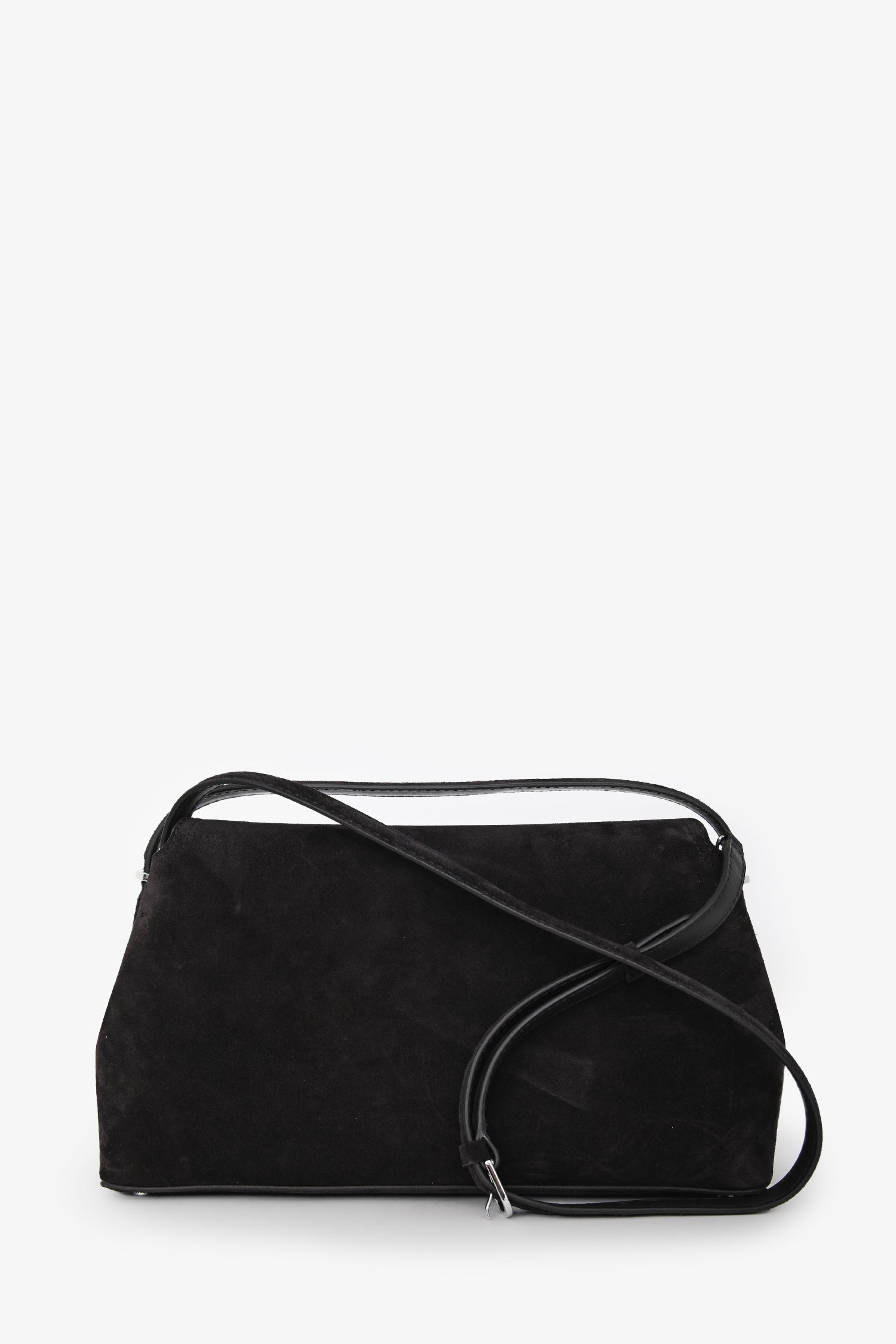 Toteme Dark Brown Suede T-Lock Top Handle Bag With Strap