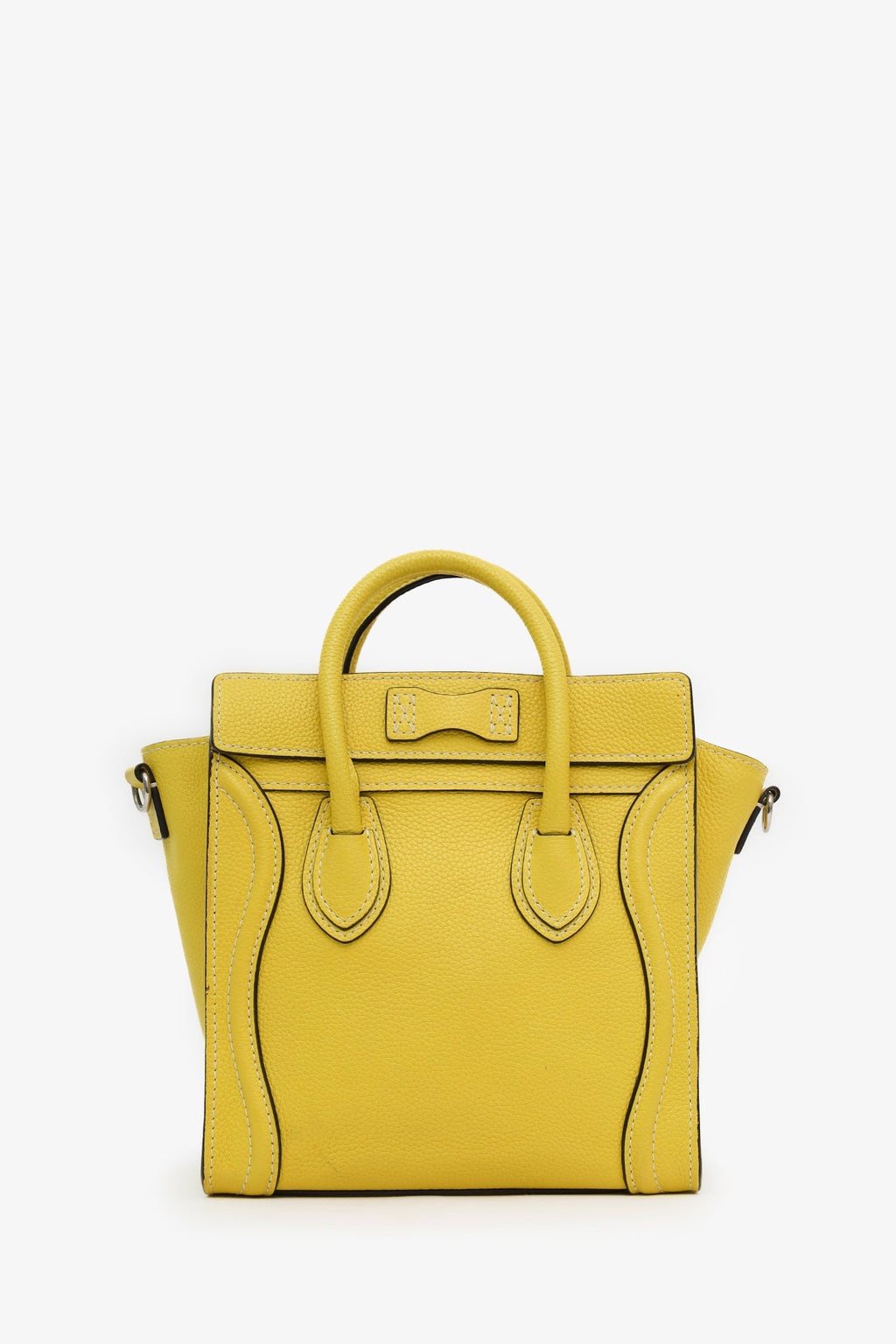 Celine Yellow Leather Nano Luggage Bag With Strap