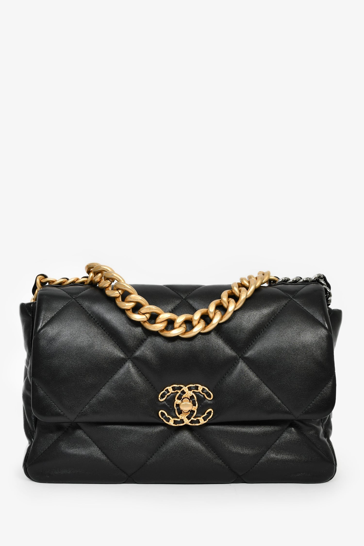 Chanel™ Black Leather Medium 19 Flap Bag