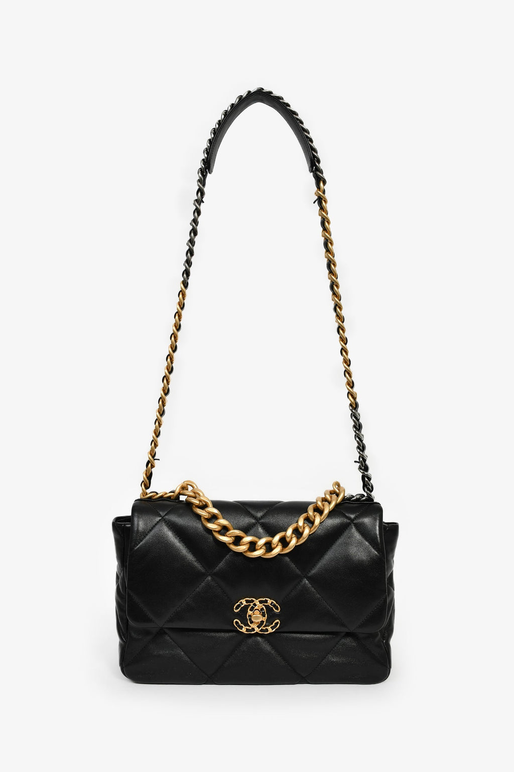 Chanel™ Black Leather Medium 19 Flap Bag