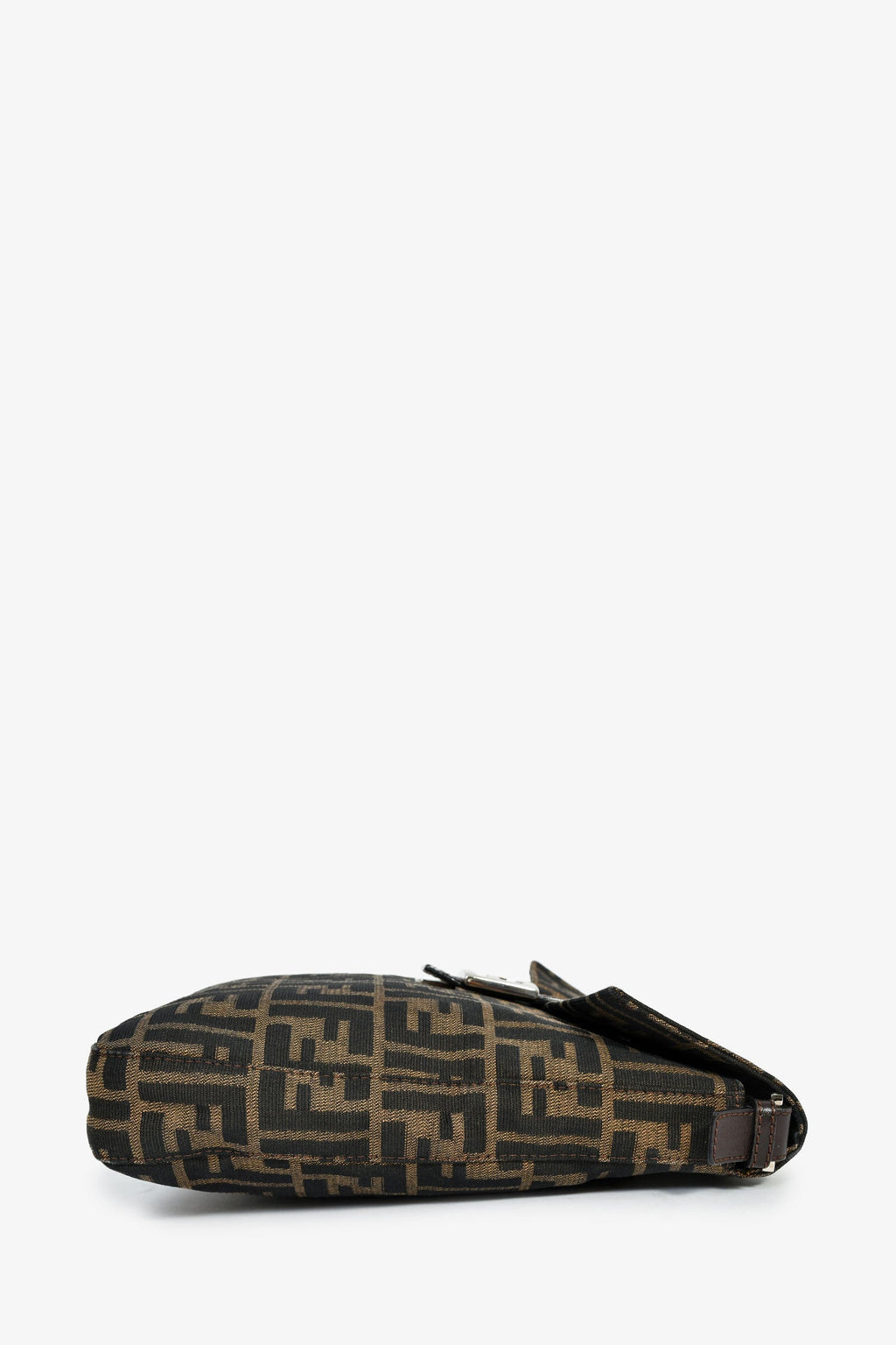 Fendi Brown FF Zucca Canvas Square Baguette Shoulder Bag