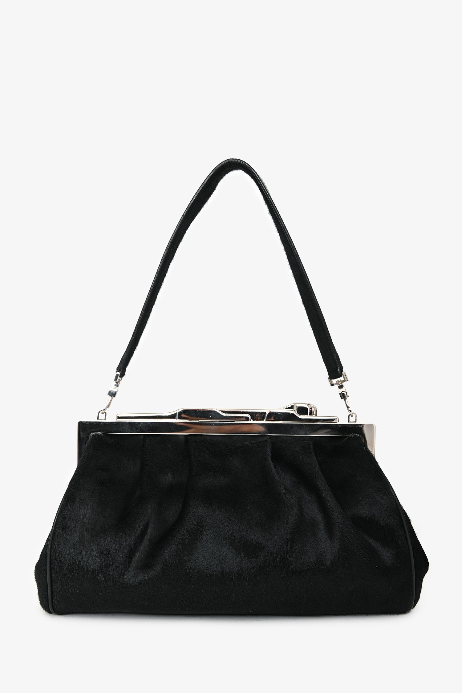 Cartier Black Pony Hair 'Panthere' Clutch With Strap
