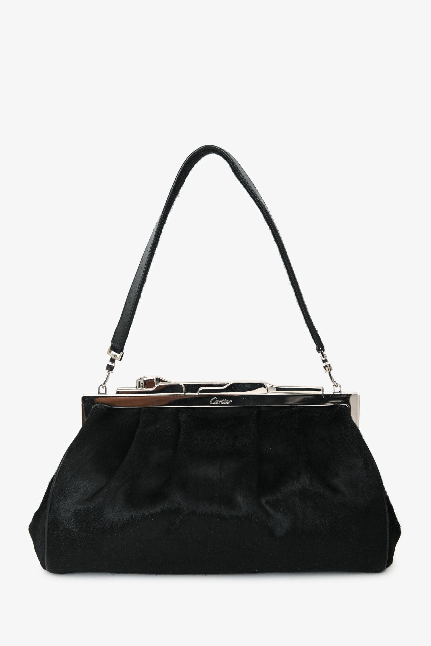 Cartier Black Pony Hair 'Panthere' Clutch With Strap