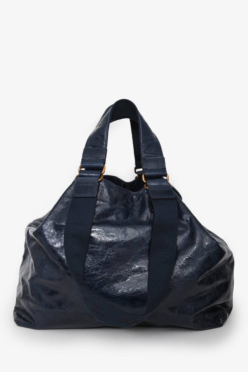Isabel Marant Navy Leather 'Wardy' Logo Tote Bag