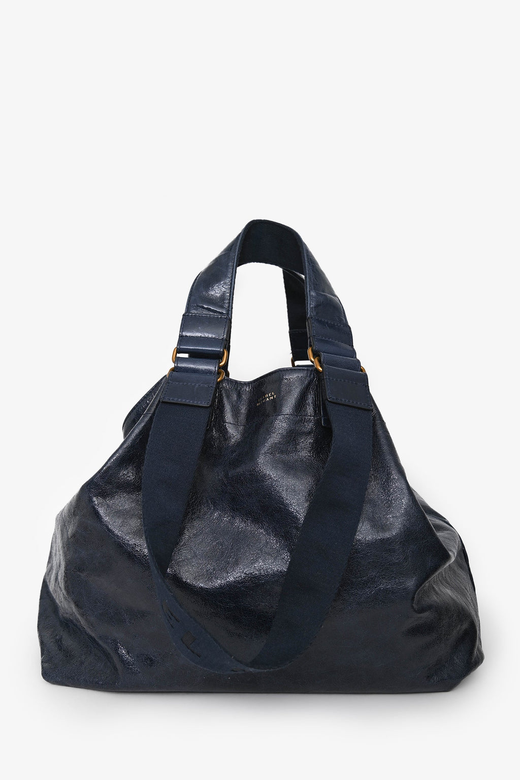 Isabel Marant Navy Leather 'Wardy' Logo Tote Bag