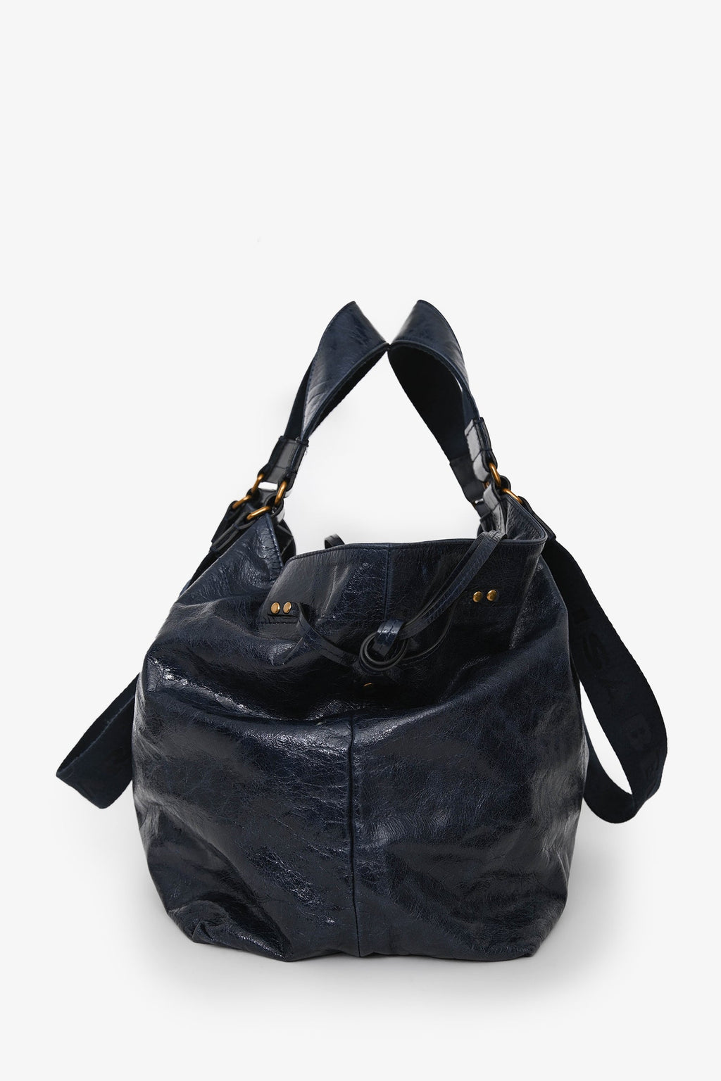 Isabel Marant Navy Leather 'Wardy' Logo Tote Bag
