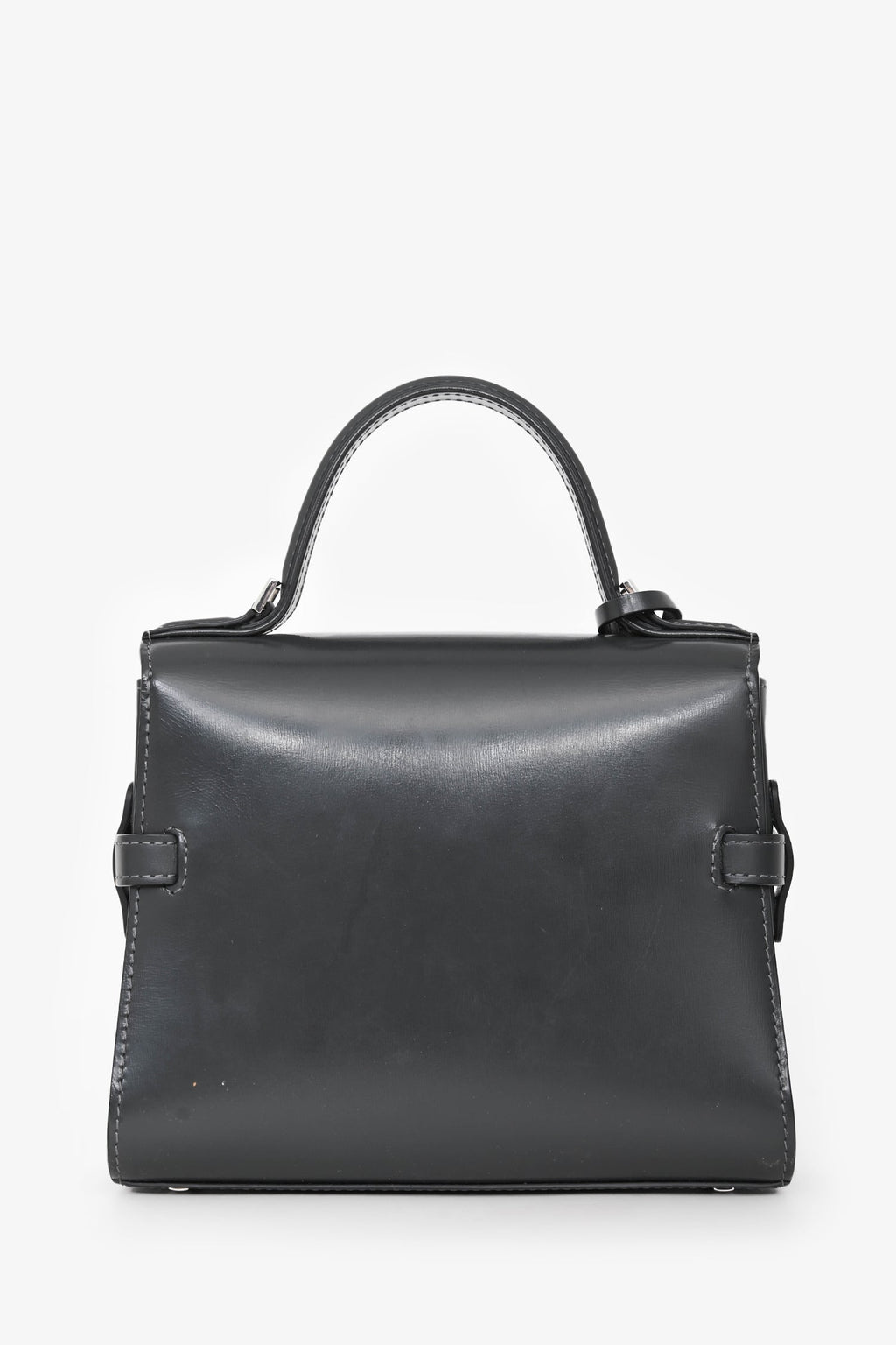 Delvaux Grey Leather Tempête Crush PM Top Handle