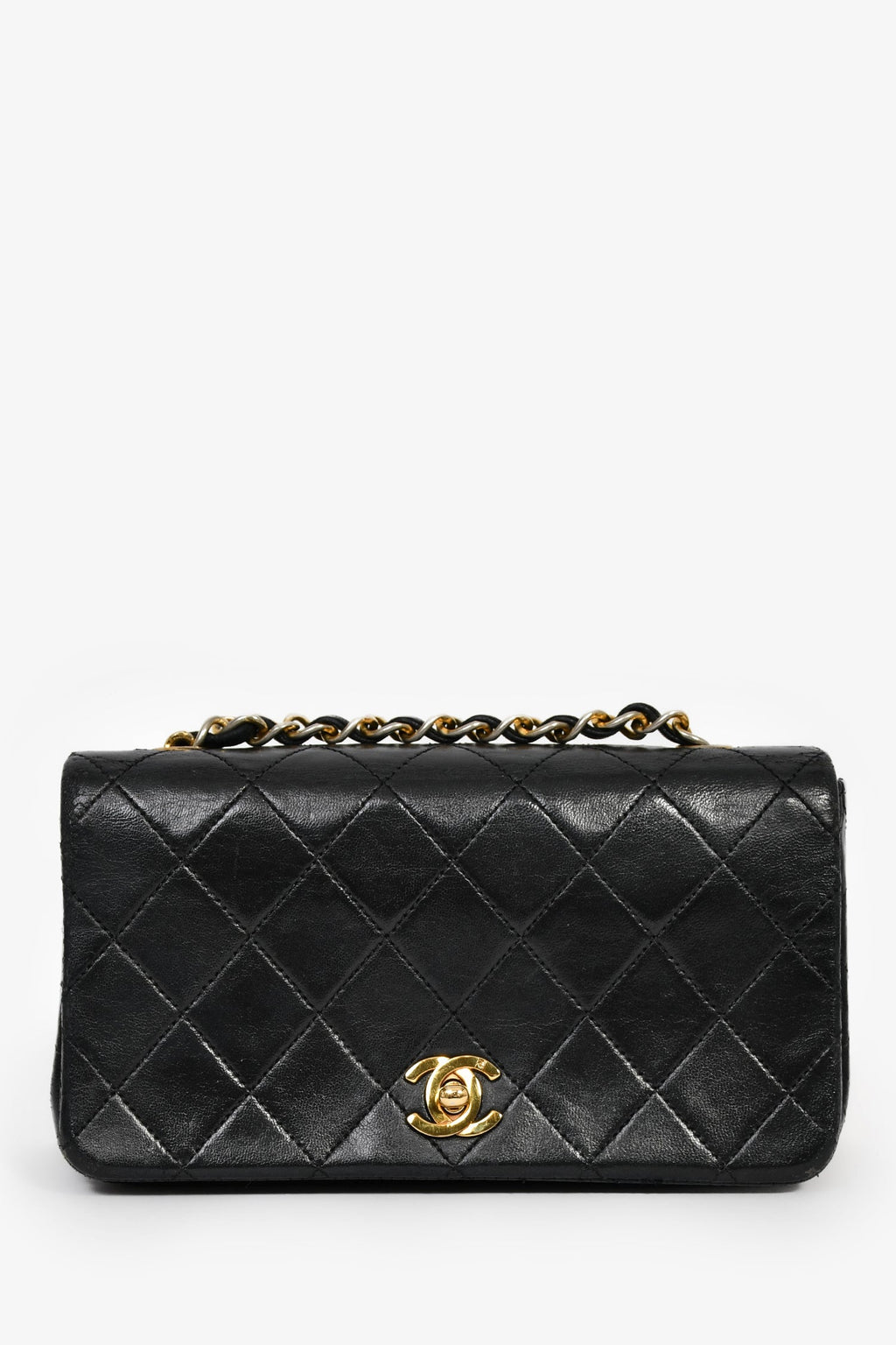 Chanel™ 1989-91 Black Quilted Lambskin Mini Rectangular Full Flap Bag