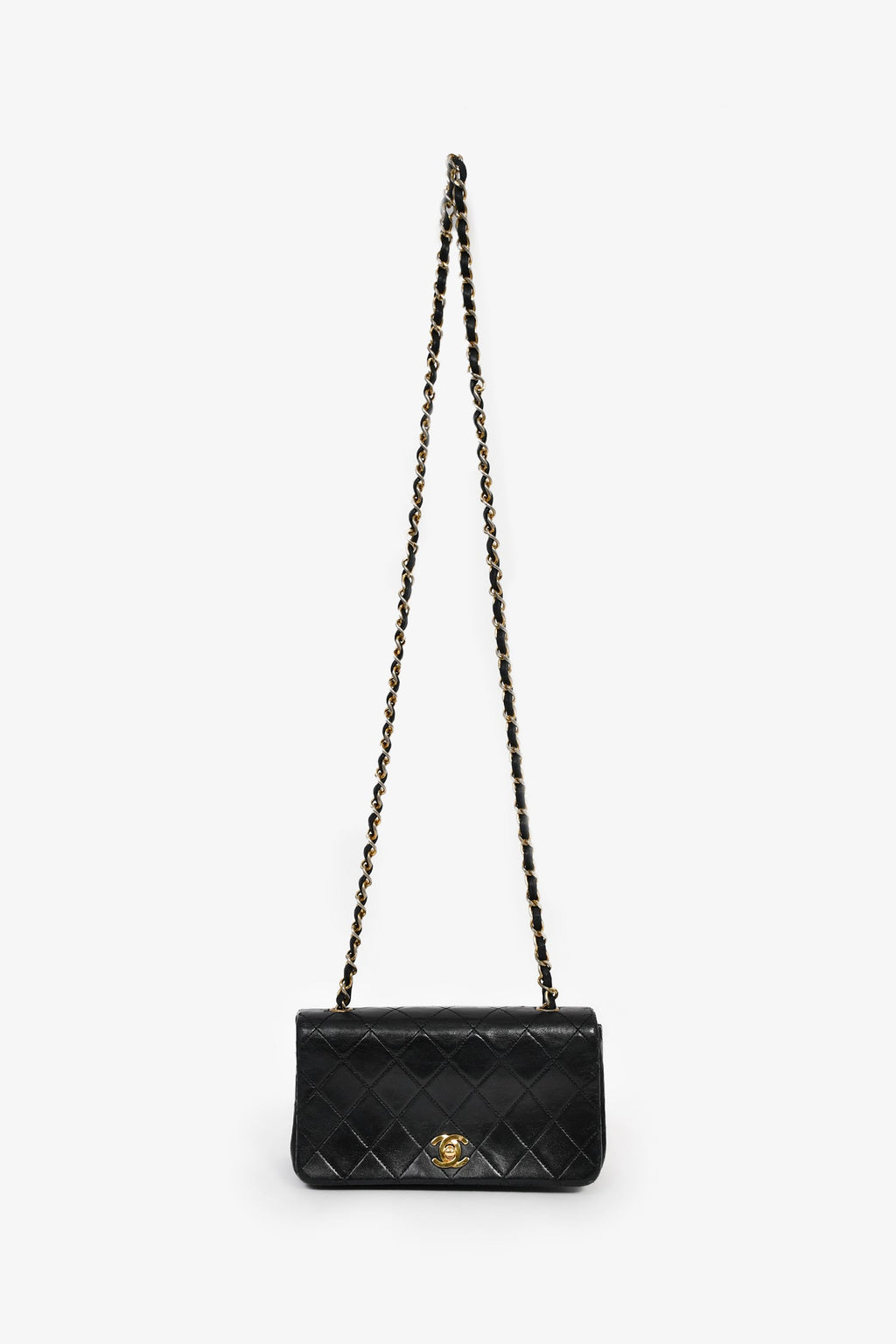 Chanel™ 1989-91 Black Quilted Lambskin Mini Rectangular Full Flap Bag