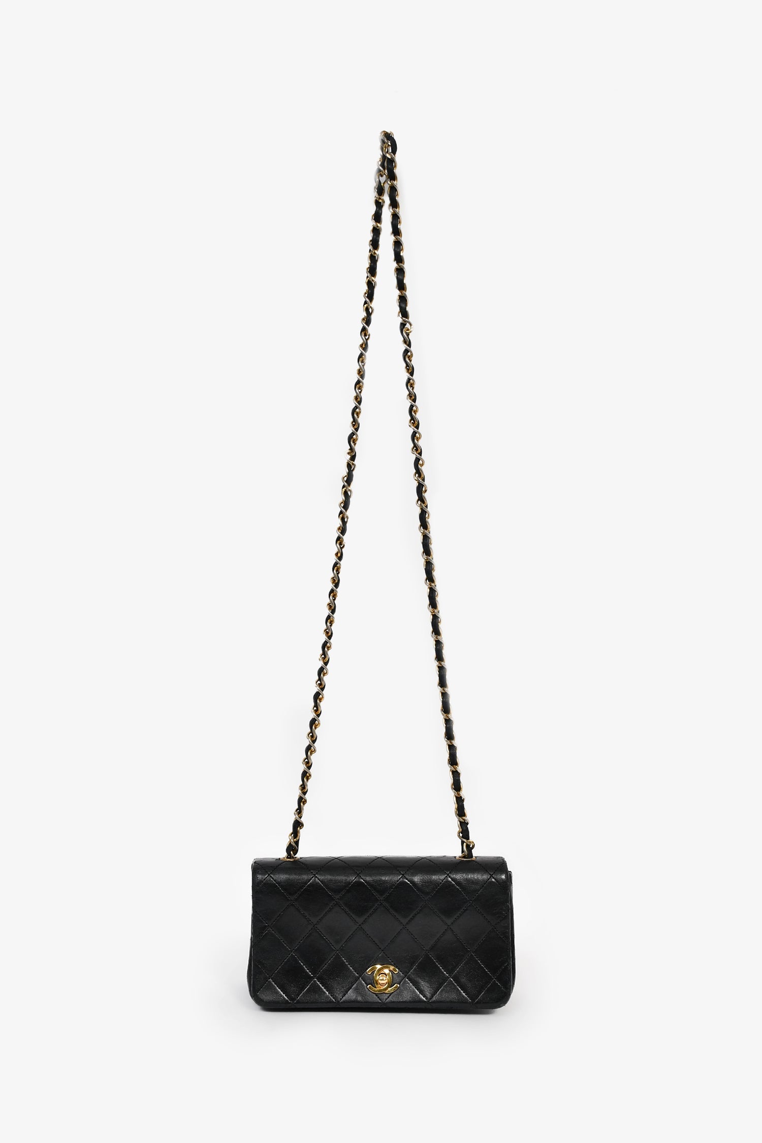 Chanel™ 1989-91 Black Quilted Lambskin Mini Rectangular Full Flap Bag