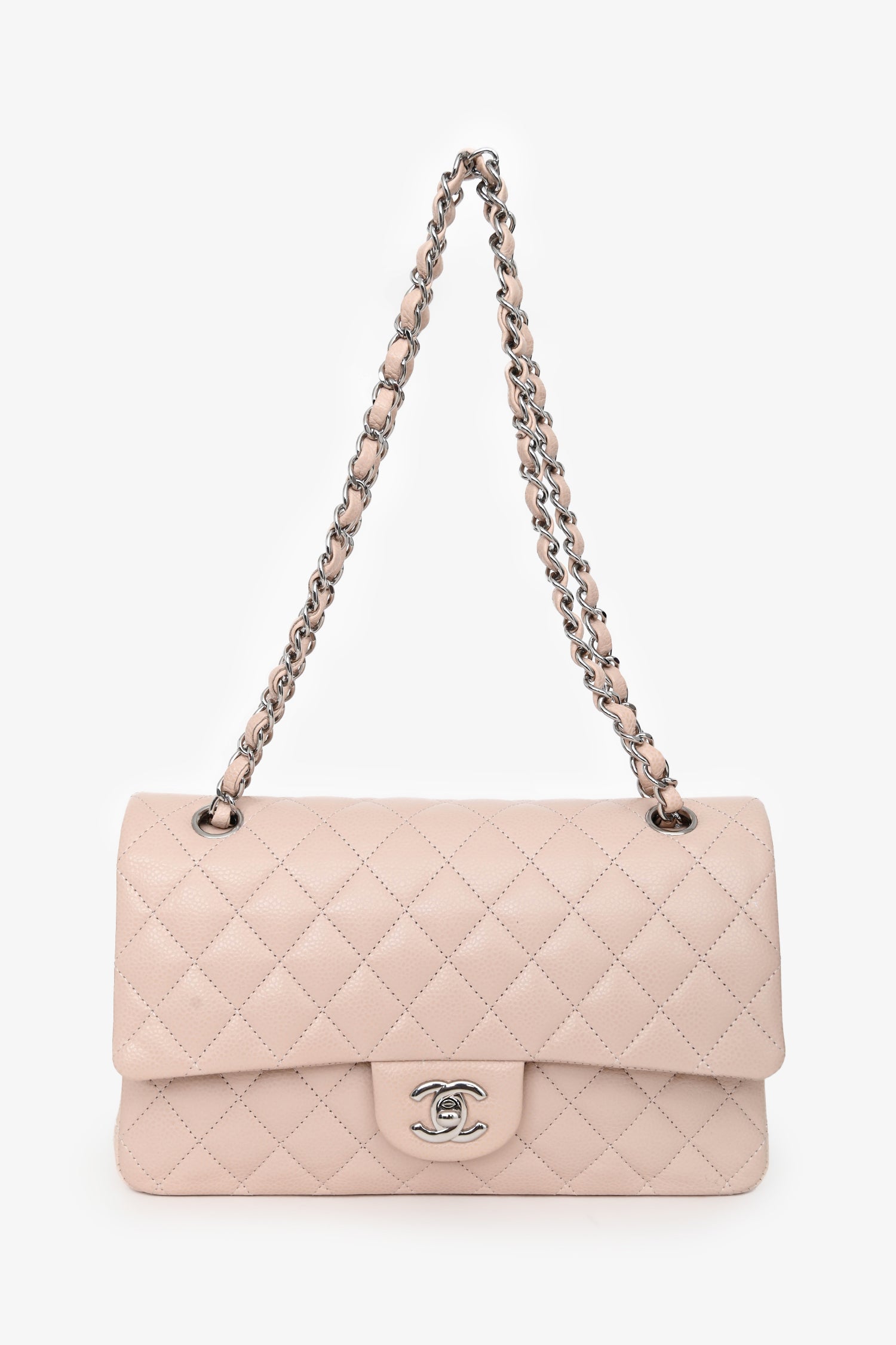 Chanel™ 2014 Light Pink Caviar Leather Medium Classic Double Flap