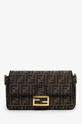 Fendi Brown Zucca Jacquard FF 1974 Medium Baguette Crossbody