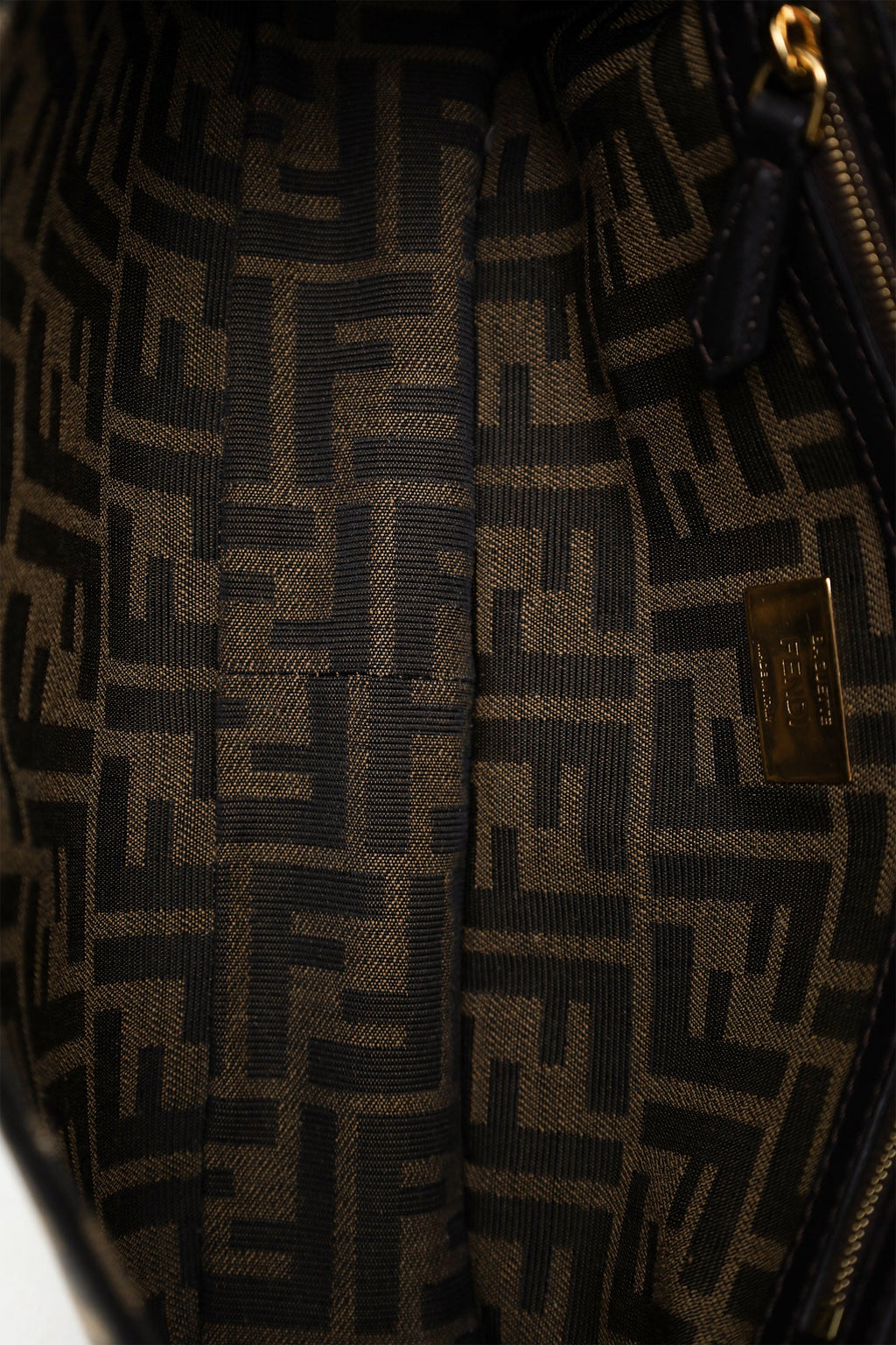 Fendi Brown Zucca Jacquard FF 1974 Medium Baguette Crossbody