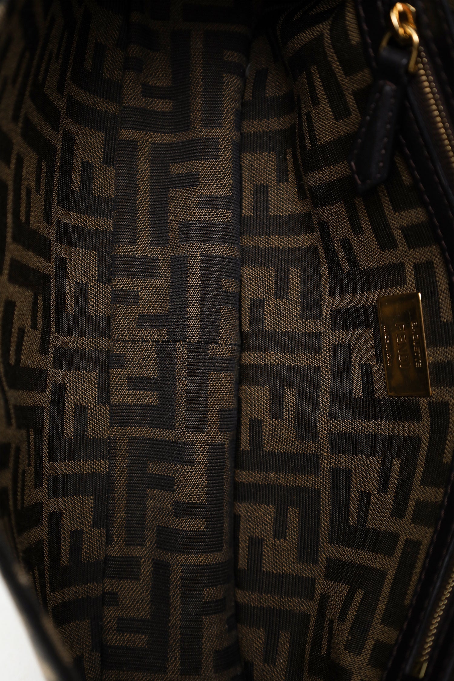 Fendi Brown Zucca Jacquard FF 1974 Medium Baguette Crossbody