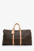 Louis Vuitton Monogram Canvas/Leather Keepall Microchip Bandoulière 55 With Strap