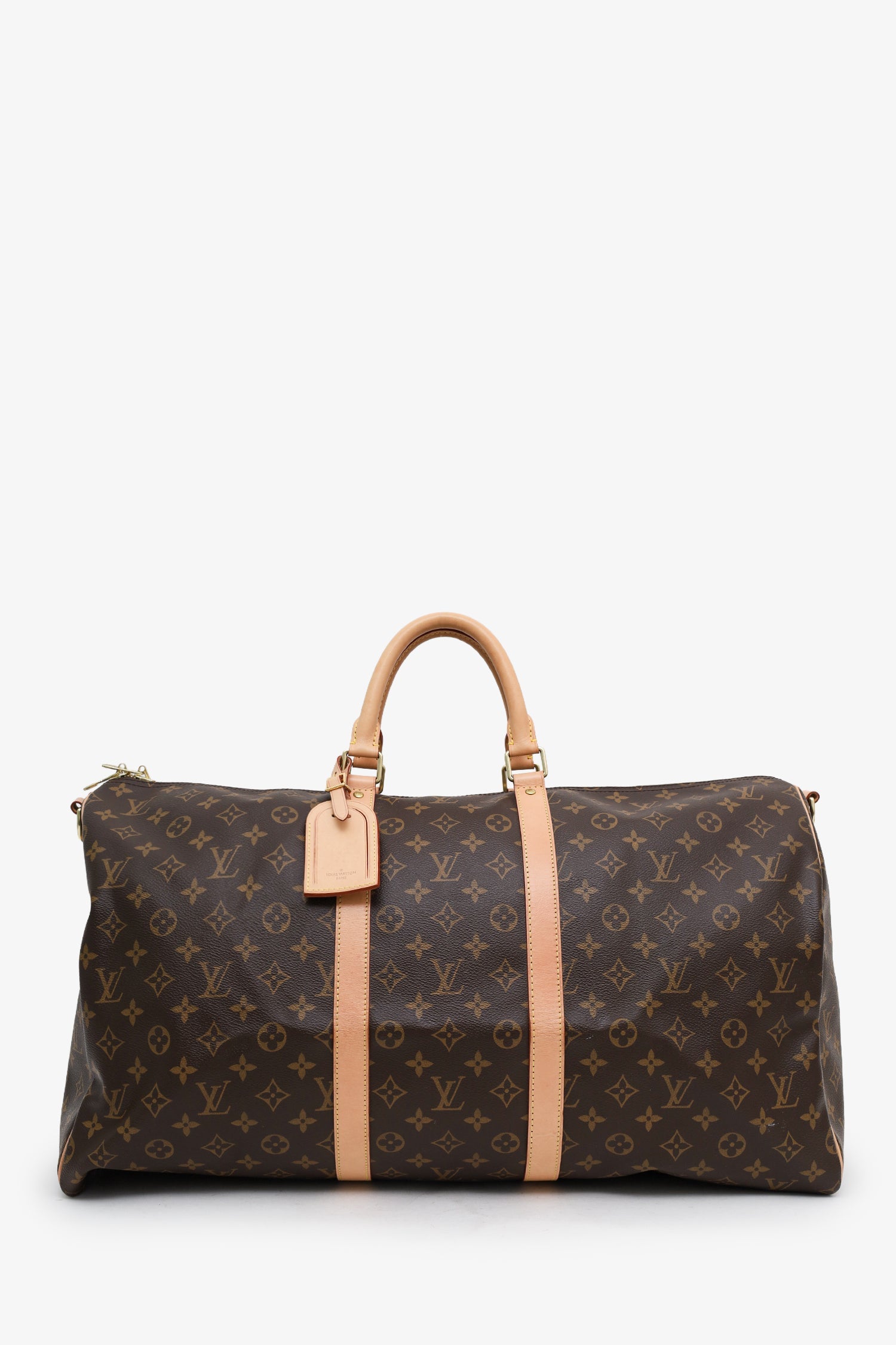 Louis Vuitton Monogram Canvas/Leather Keepall Microchip Bandoulière 55 With Strap