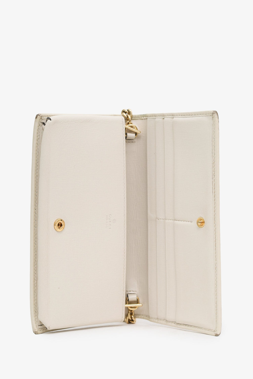 Gucci White Canvas/Leather Horsebit 1955 Wallet On Chain