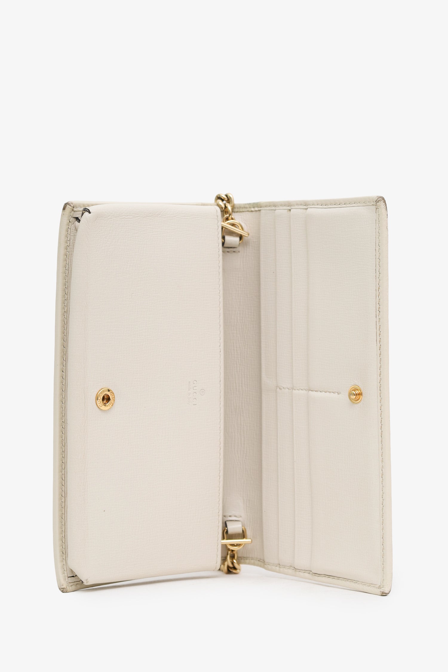 Gucci White Canvas/Leather Horsebit 1955 Wallet On Chain