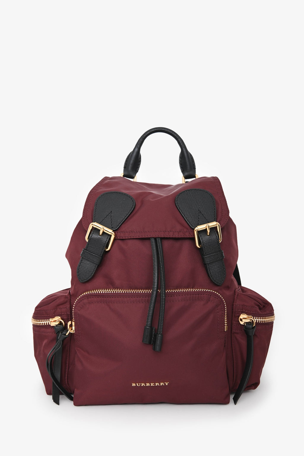 Burberry Burgundy Nylon Drawstring Backpack
