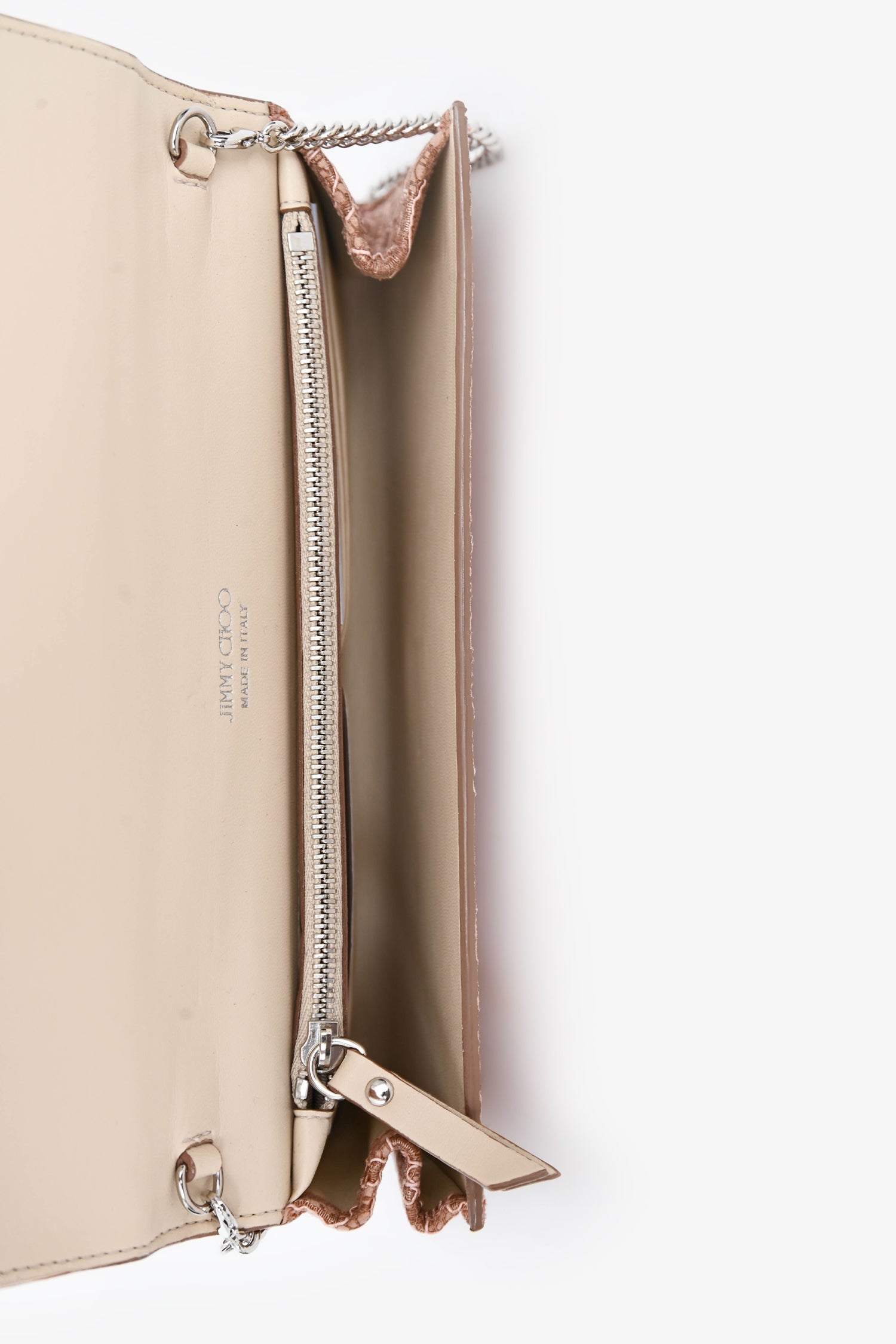 Jimmy Choo Powder Pink Lace Milla Clutch With Chain