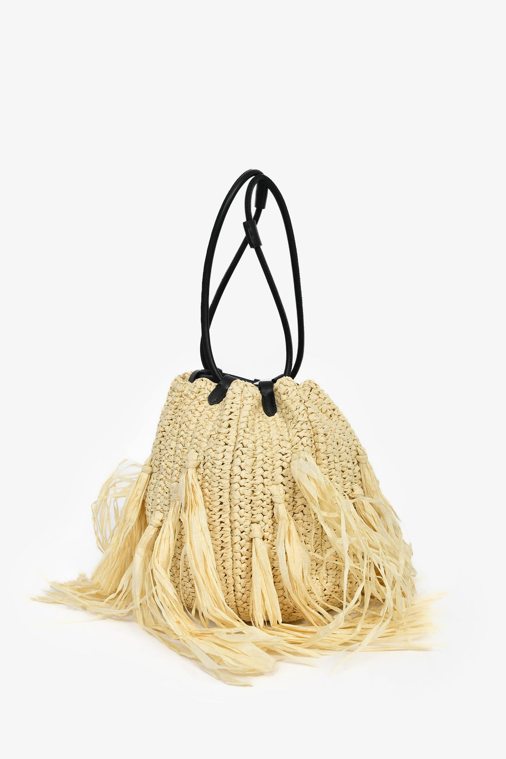 Jason Wu Raffia/Black Leather Bucket Bag