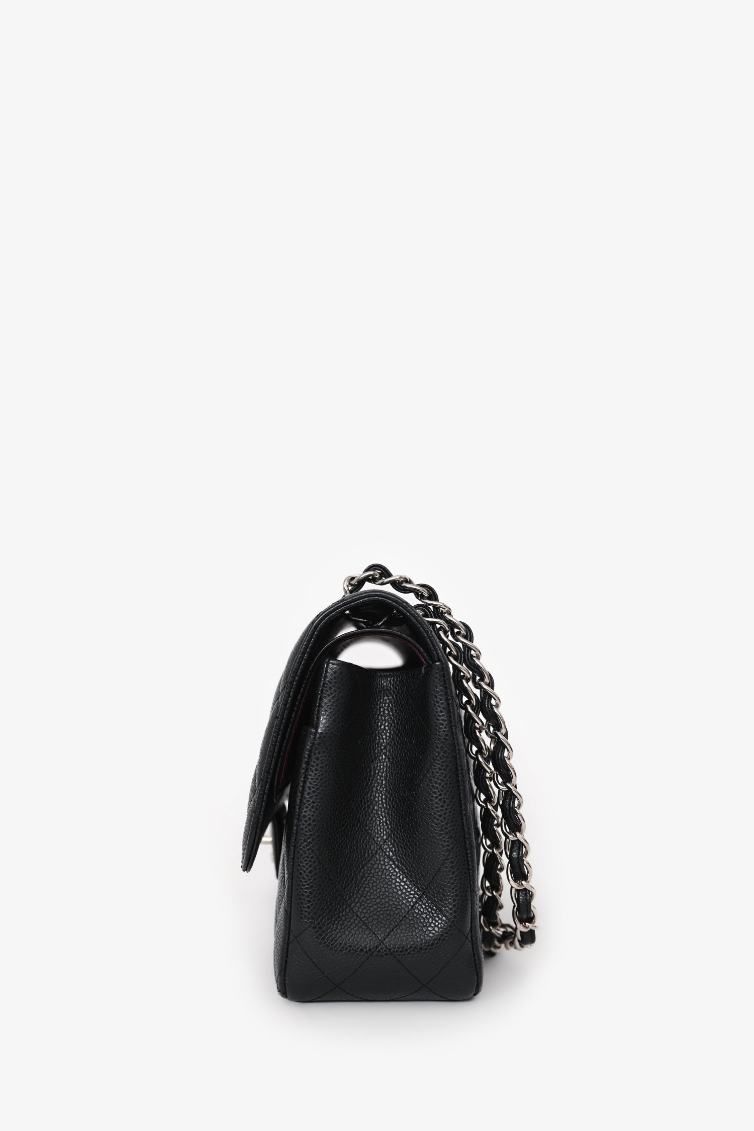 Chanel™ 2020 Black Caviar Leather Jumbo Double Flap Bag