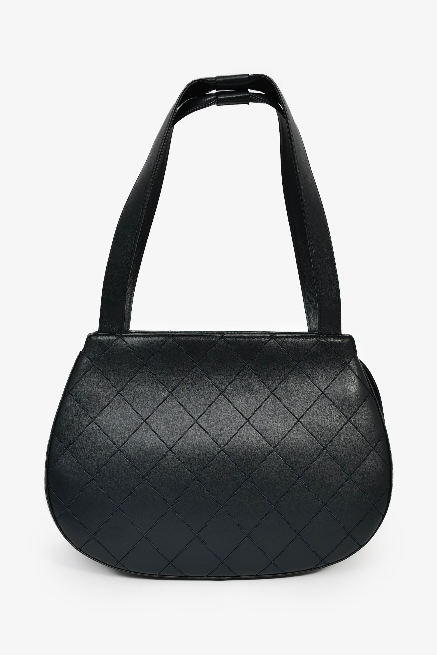 Chanel™ 2000/02 Navy Lambskin Quilted Top Handle Bag